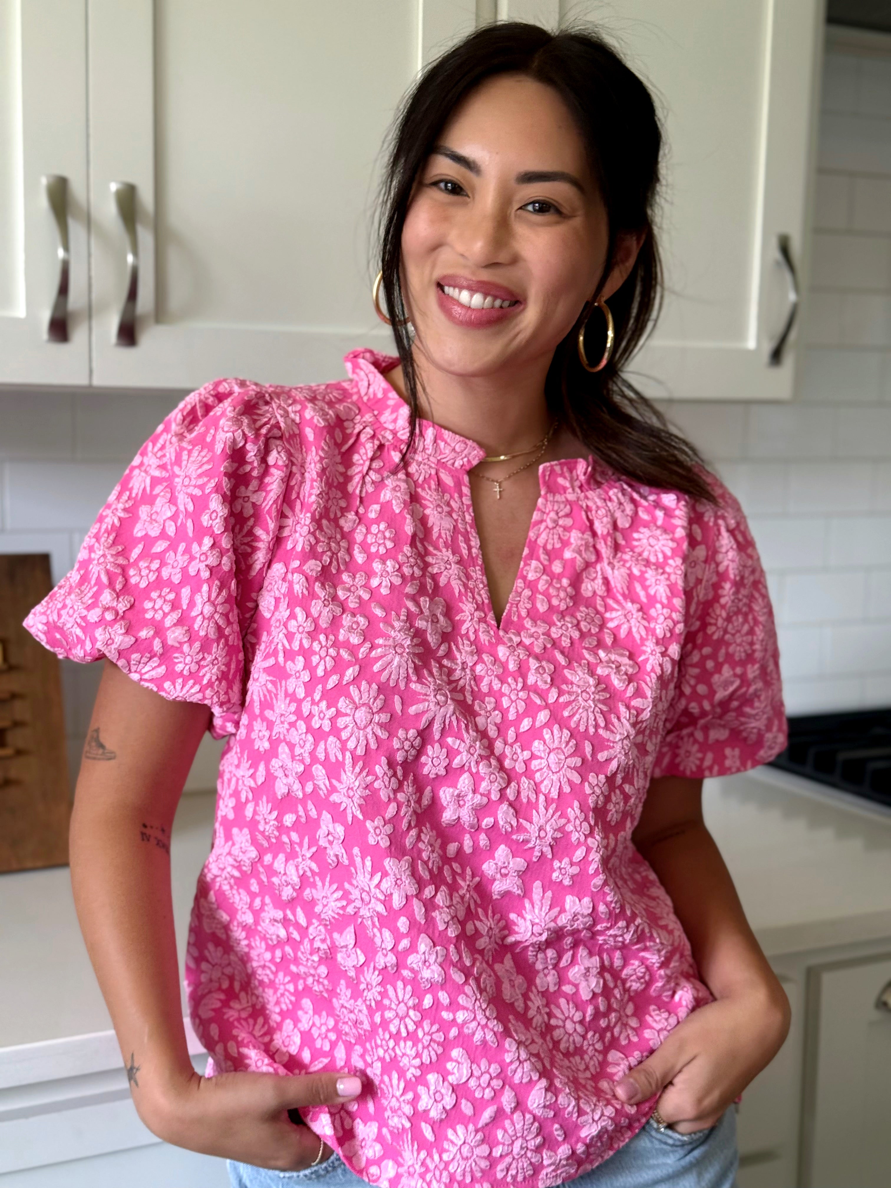 In Bloom Blouse - FUCHSIA - willows clothing BLOUSE