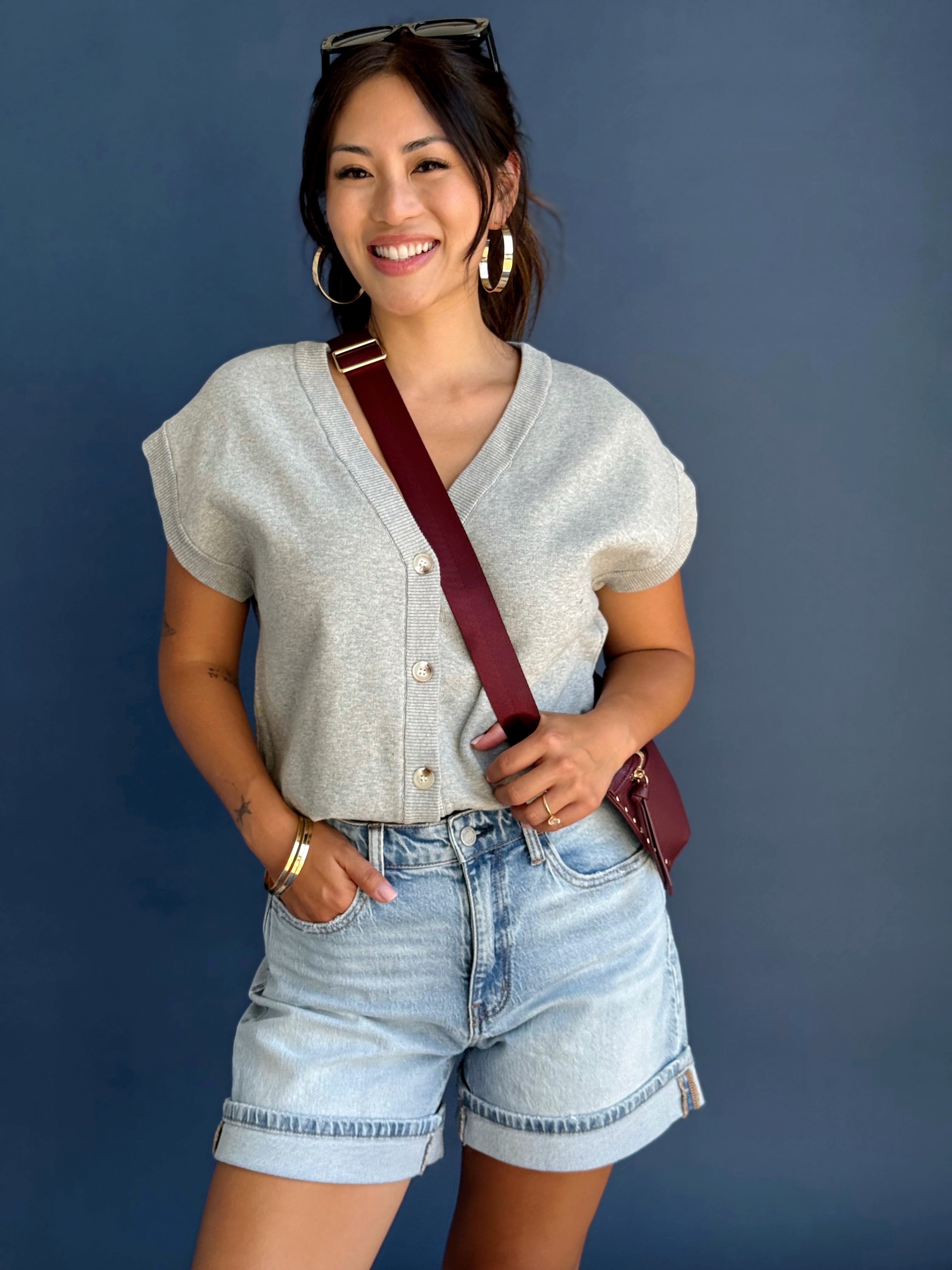 In My Element Sweater Vest - HEATHER GREY - willows clothing SWEATER
