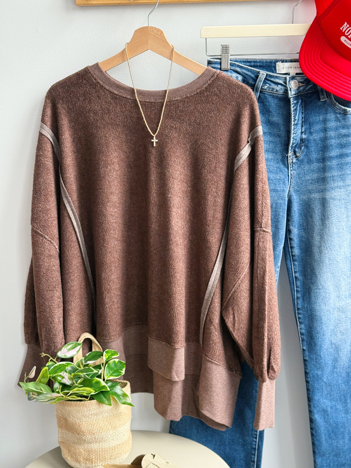 Inside Out Sweatshirt - DARK BROWN - willows clothing SWEATSHIRT