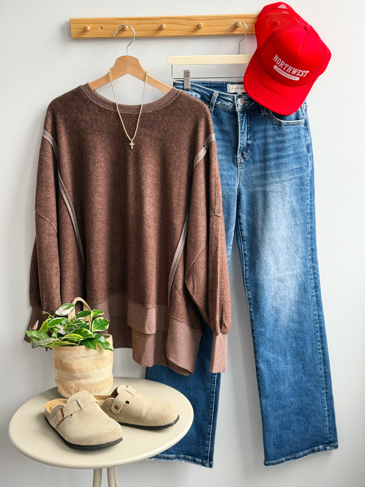 Inside Out Sweatshirt - DARK BROWN - willows clothing SWEATSHIRT