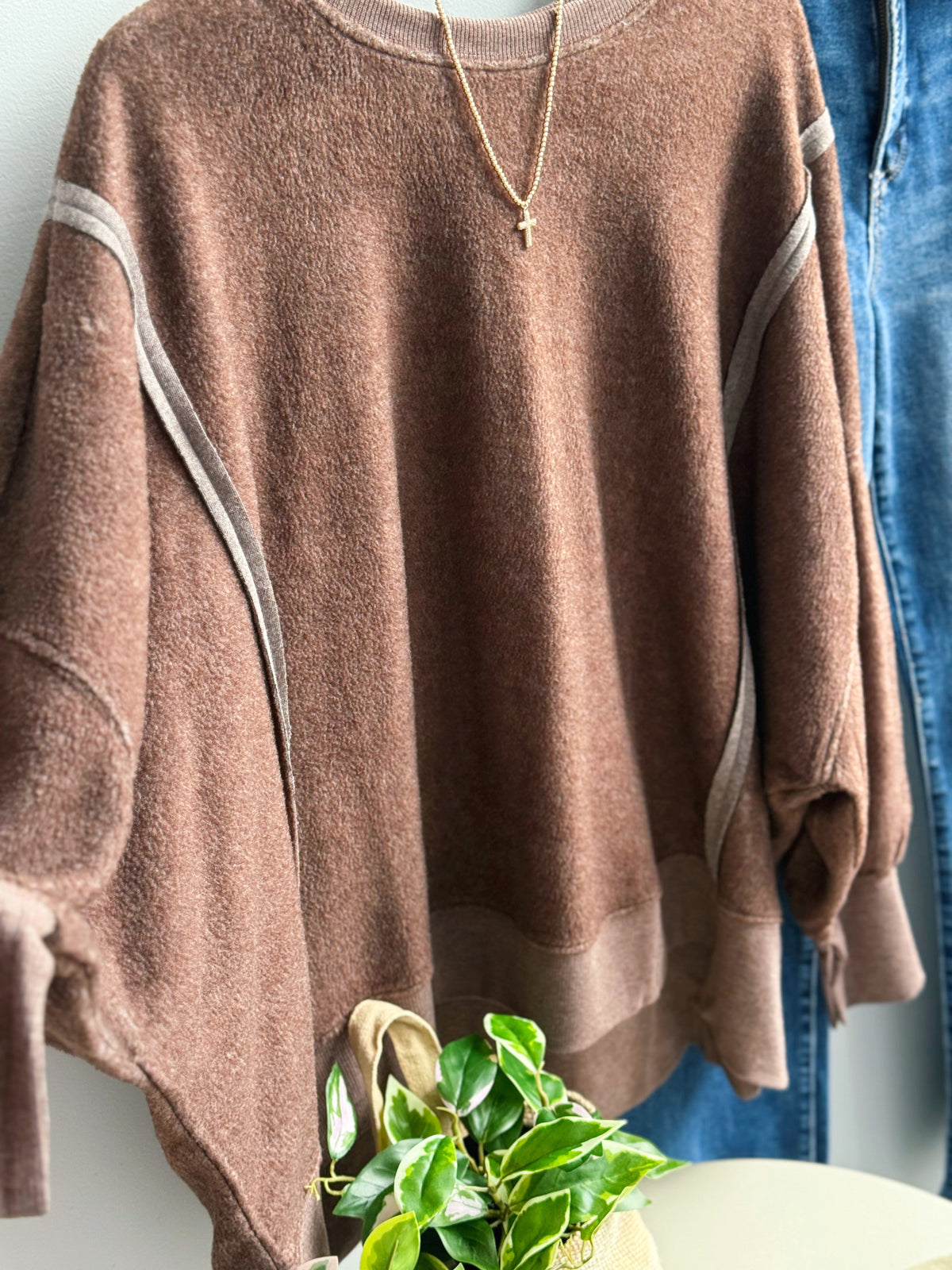 Inside Out Sweatshirt - DARK BROWN - willows clothing SWEATSHIRT