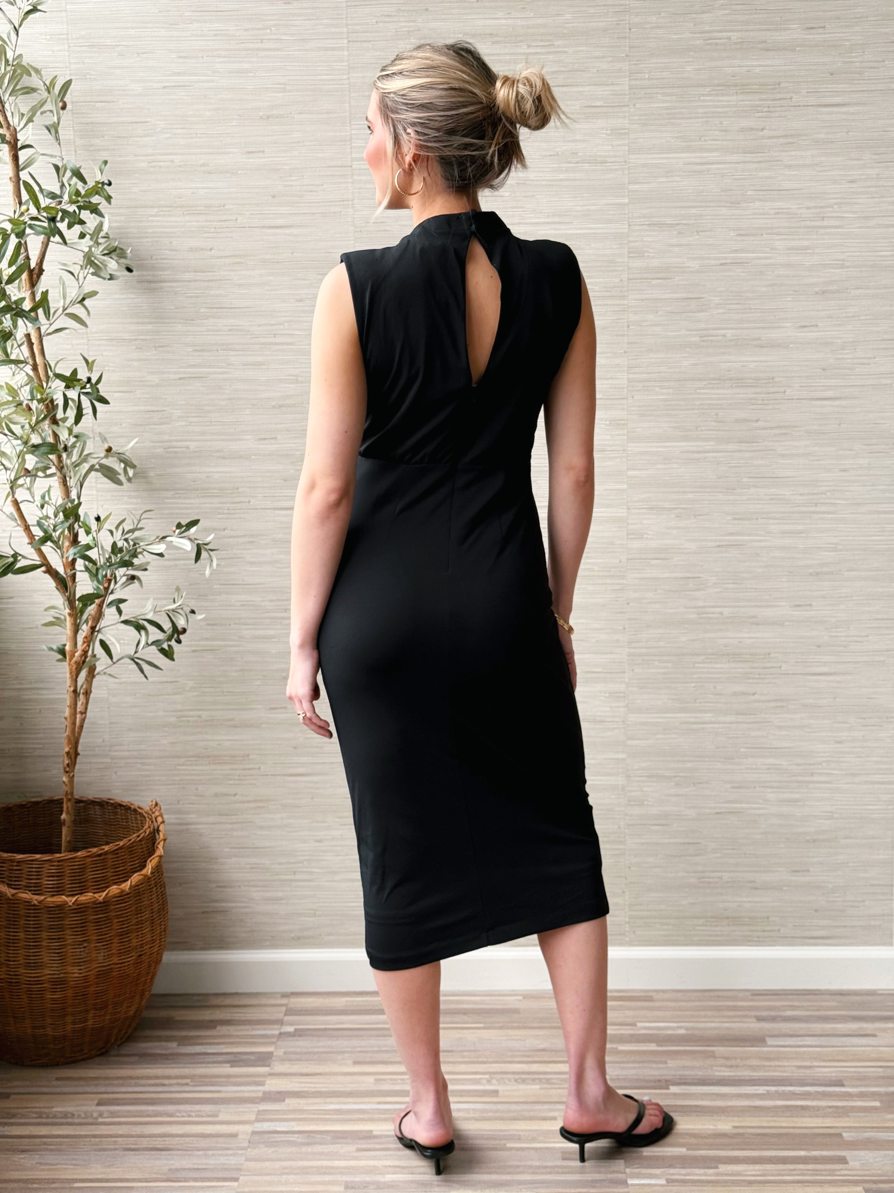 Irina Dress - BLACK - willows clothing MIDI DRESS