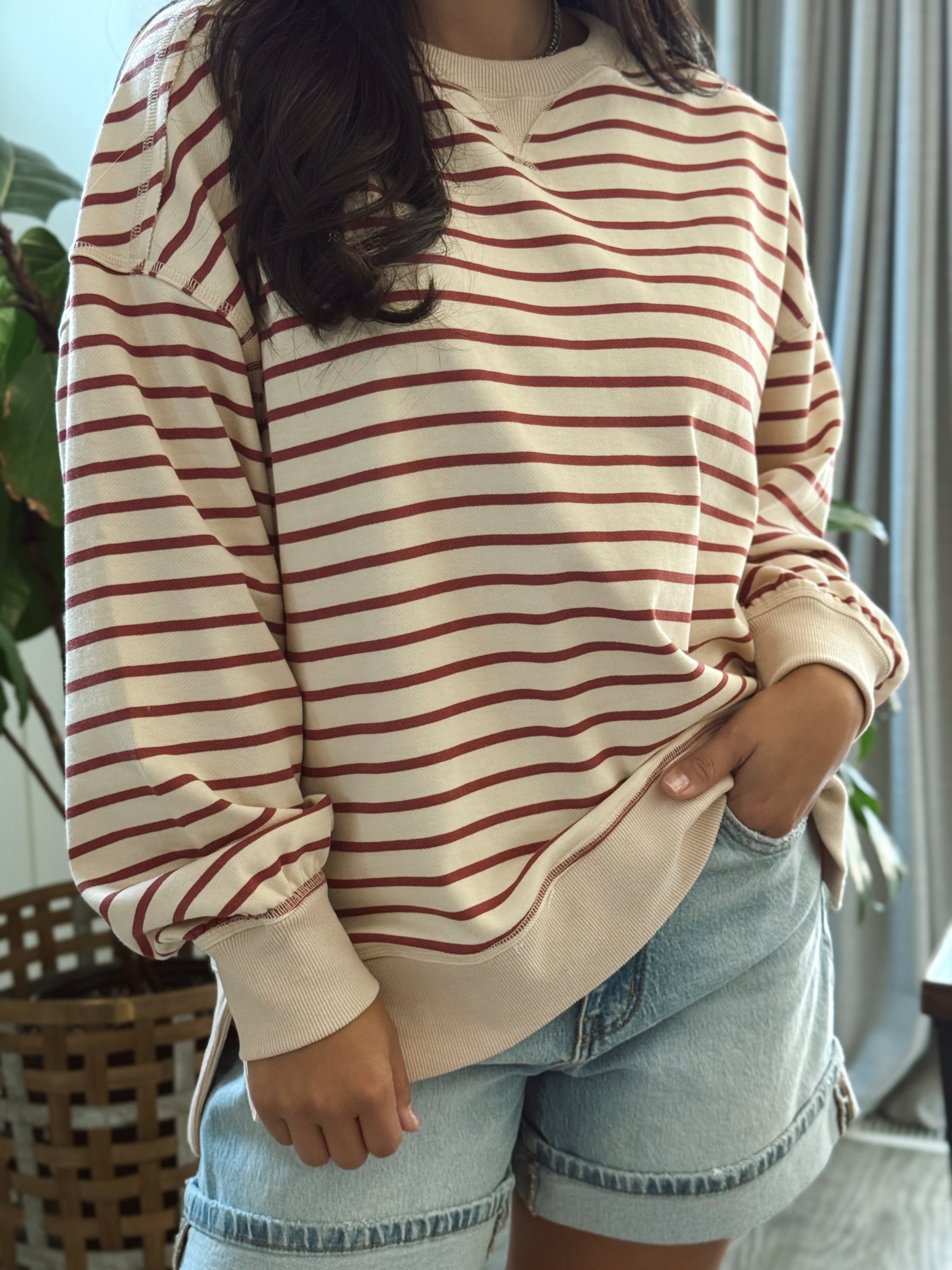 Isabel Sweatshirt - BEIGE/BRICK - willows clothing L/S SHIRT