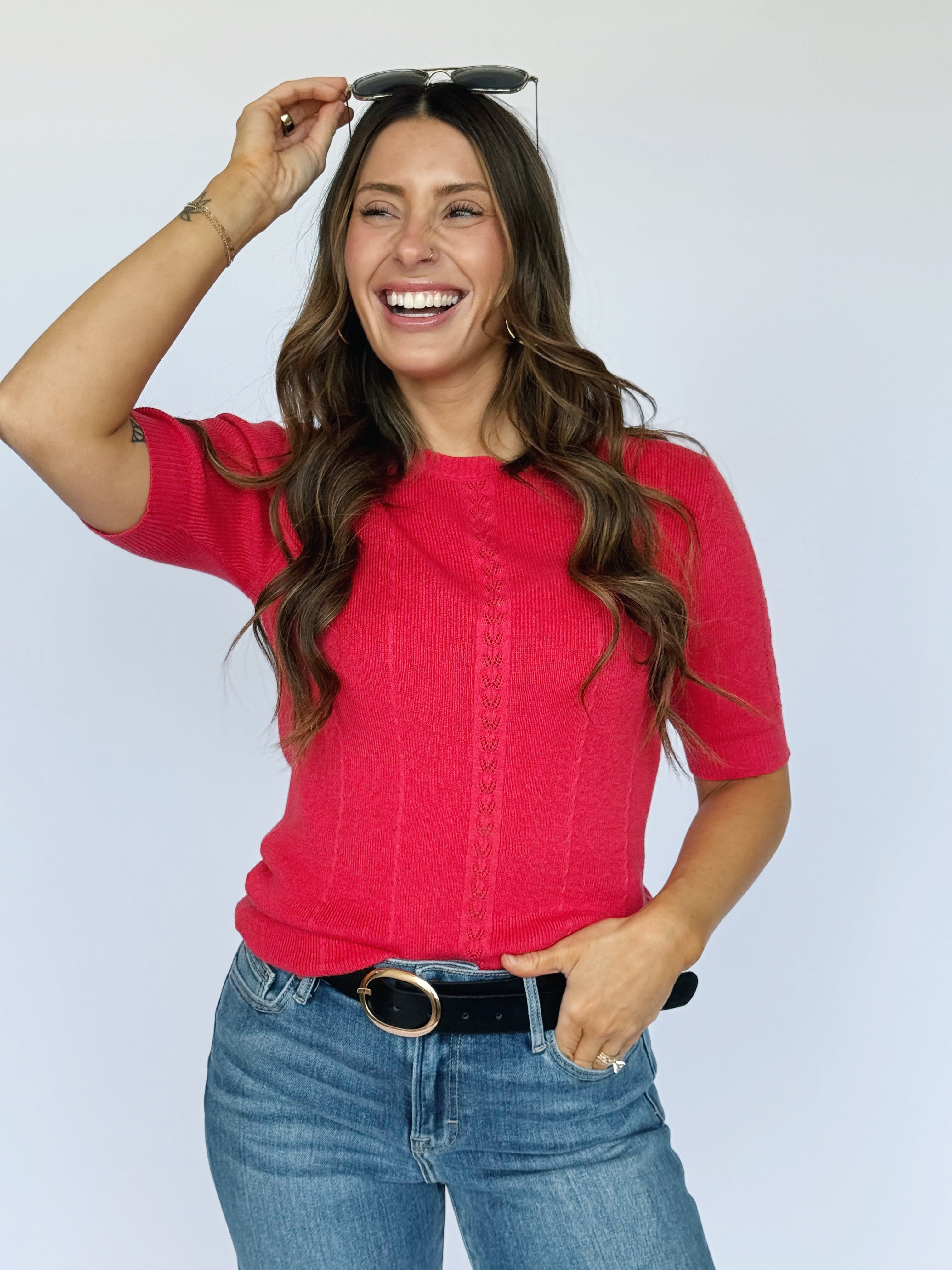 Jackie Sweater - RED - willows clothing SWEATER