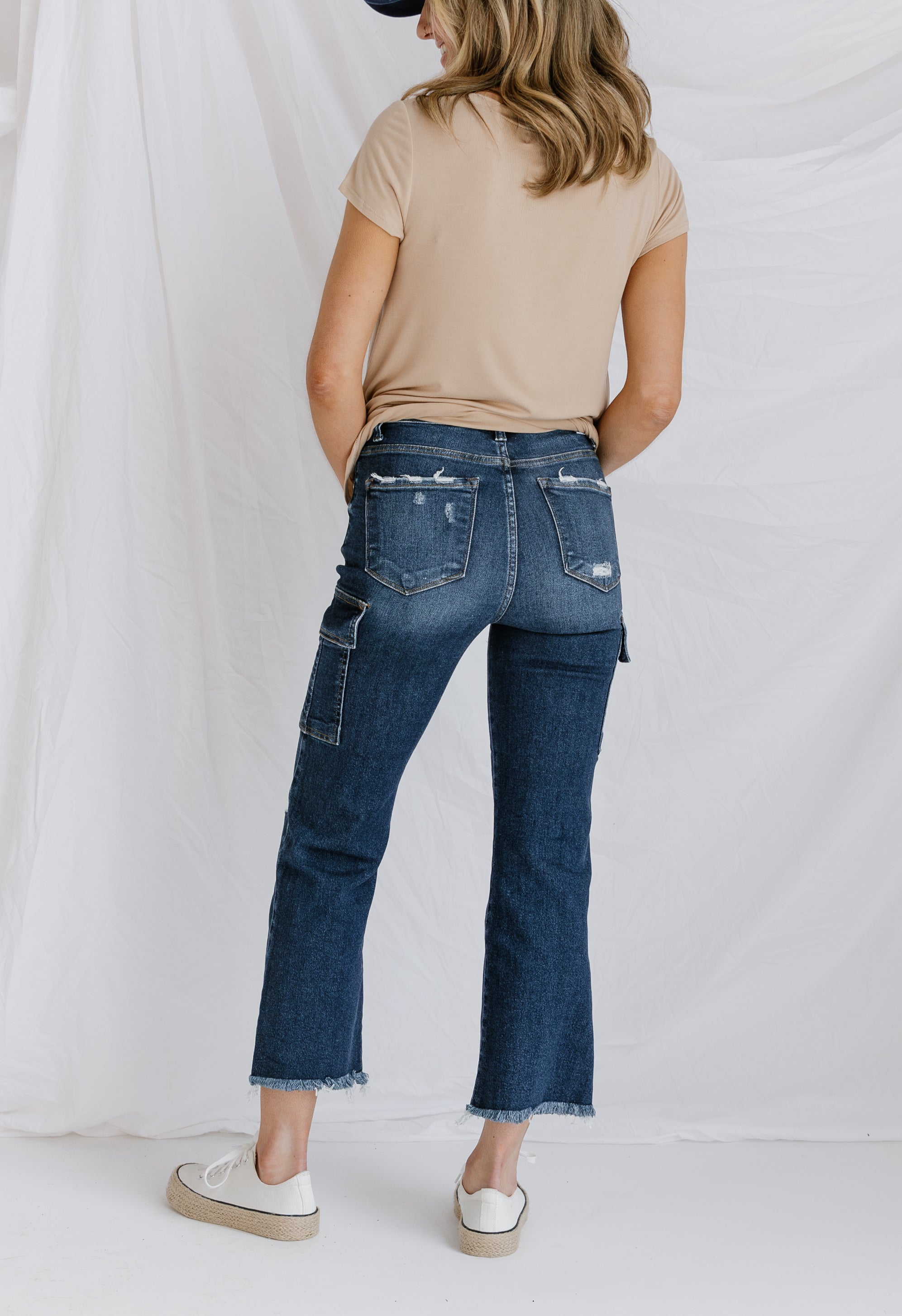 Jaime Cargo Jeans - DARK - willows clothing Straight Leg