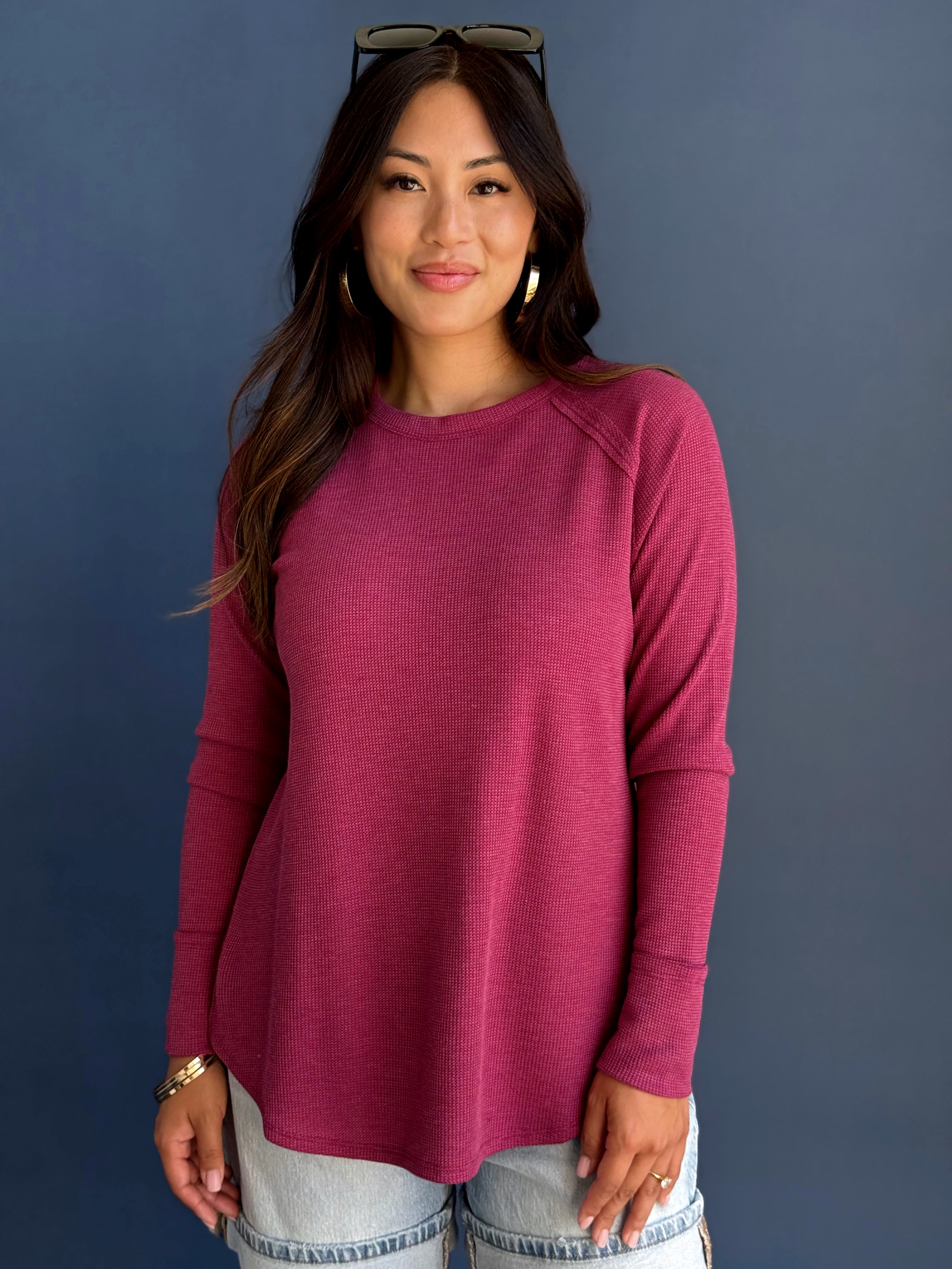 Jamie Top - CABERNET - willows clothing L/S SHIRT