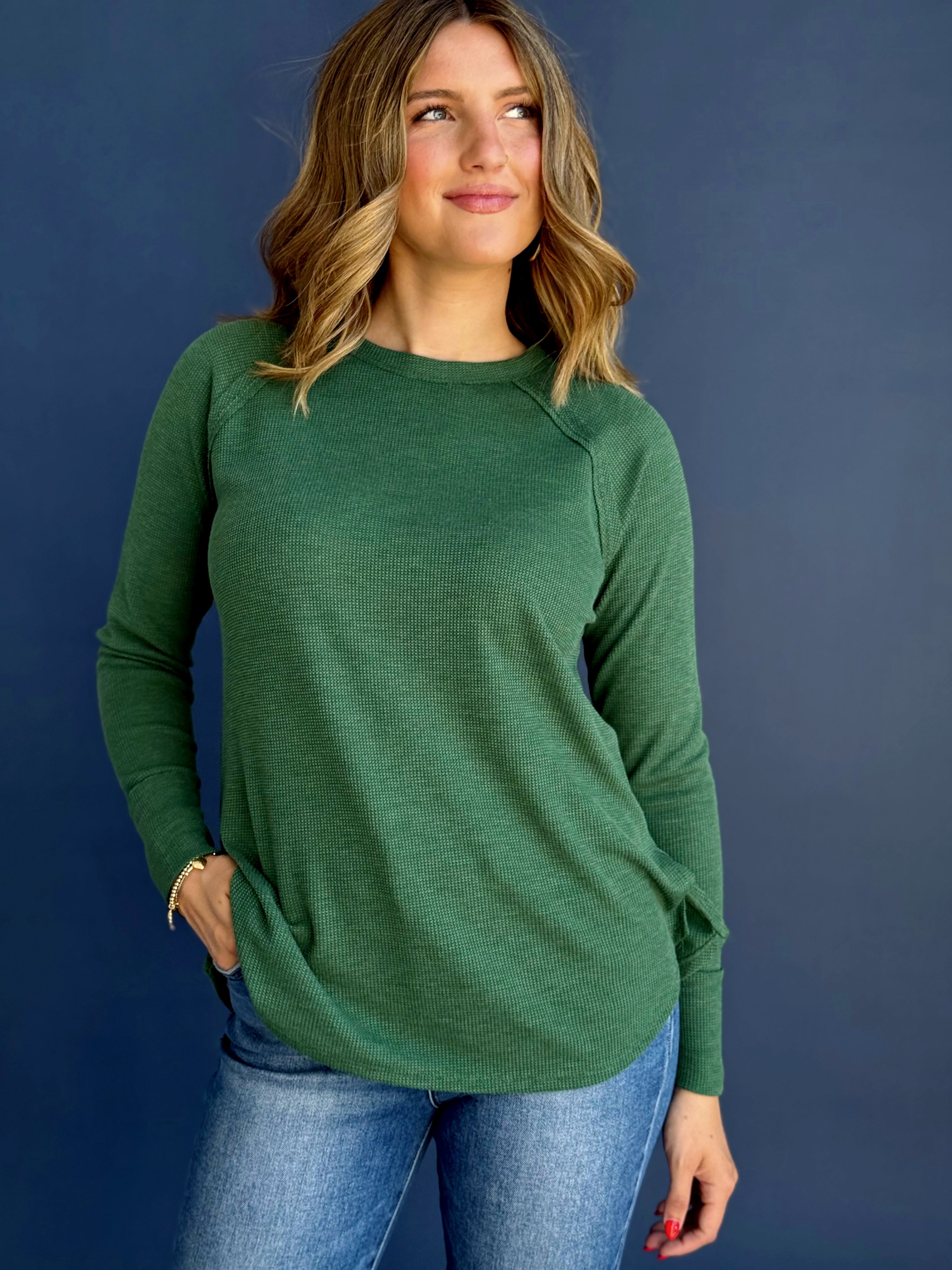 Jamie Top - DARK GREEN - willows clothing L/S SHIRT