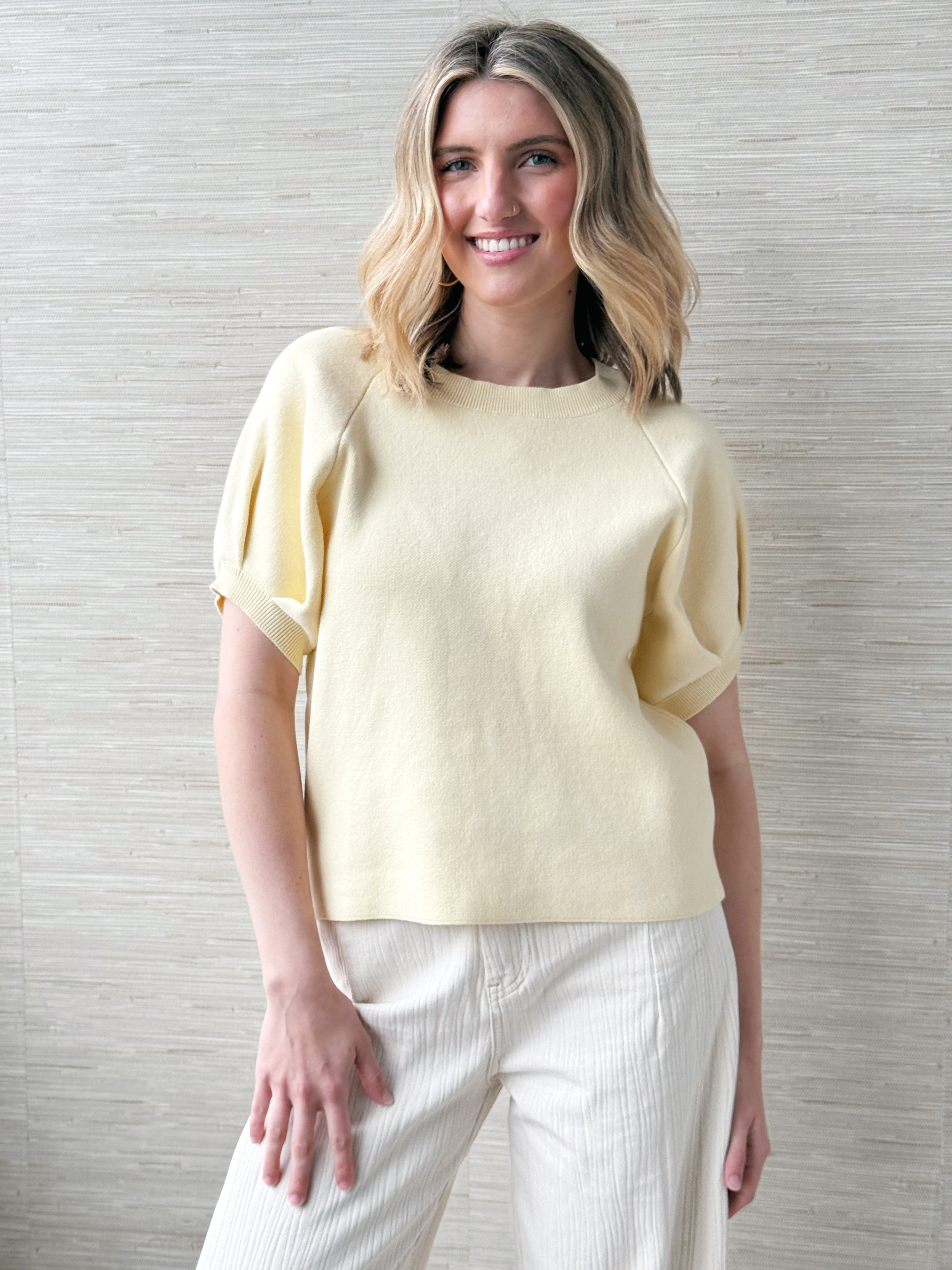 Janis Sweater - LEMON CREAM - willows clothing SWEATER