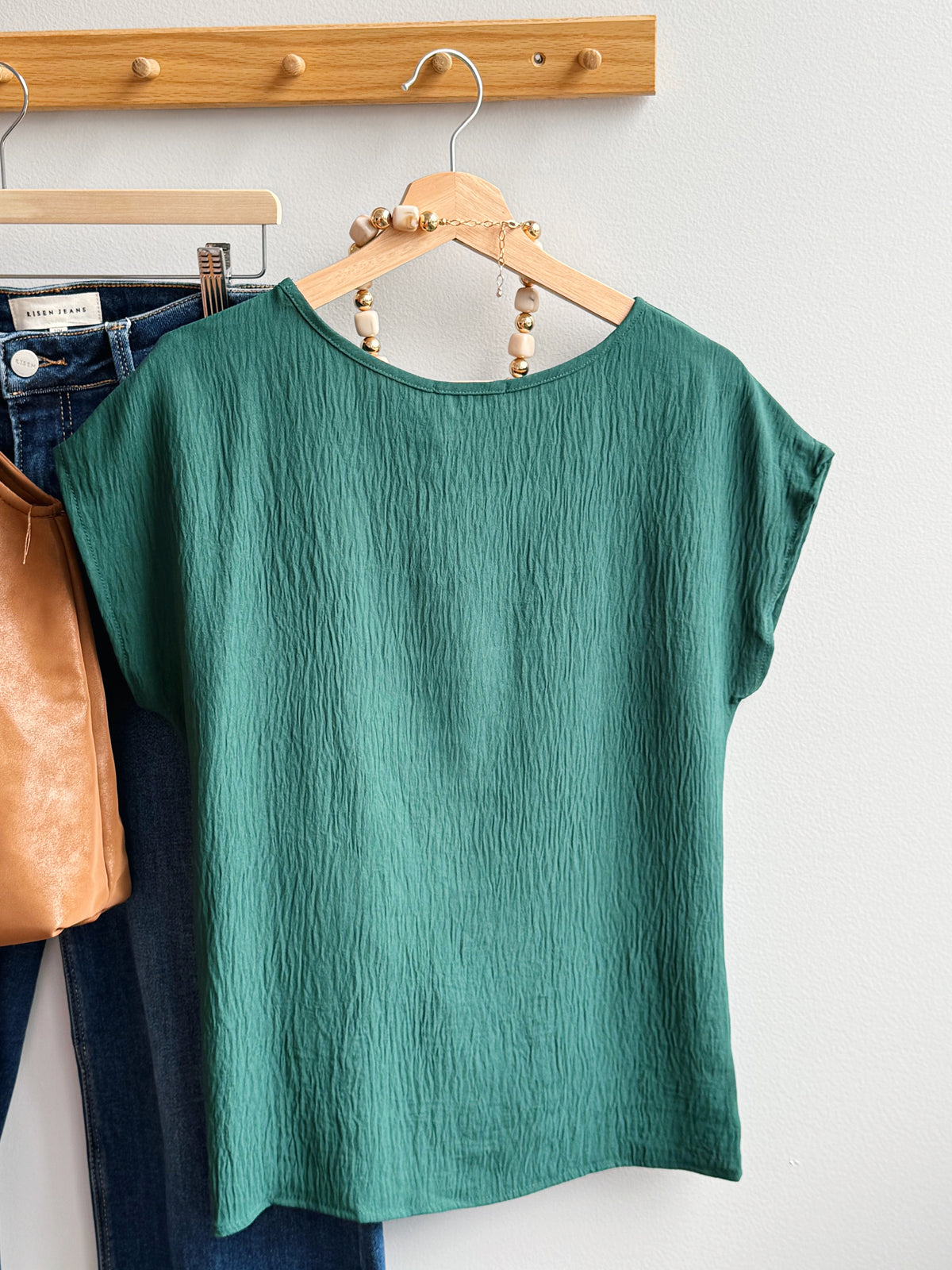 Jazlyn Top - HUNTER GREEN - willows clothing S/S Shirt