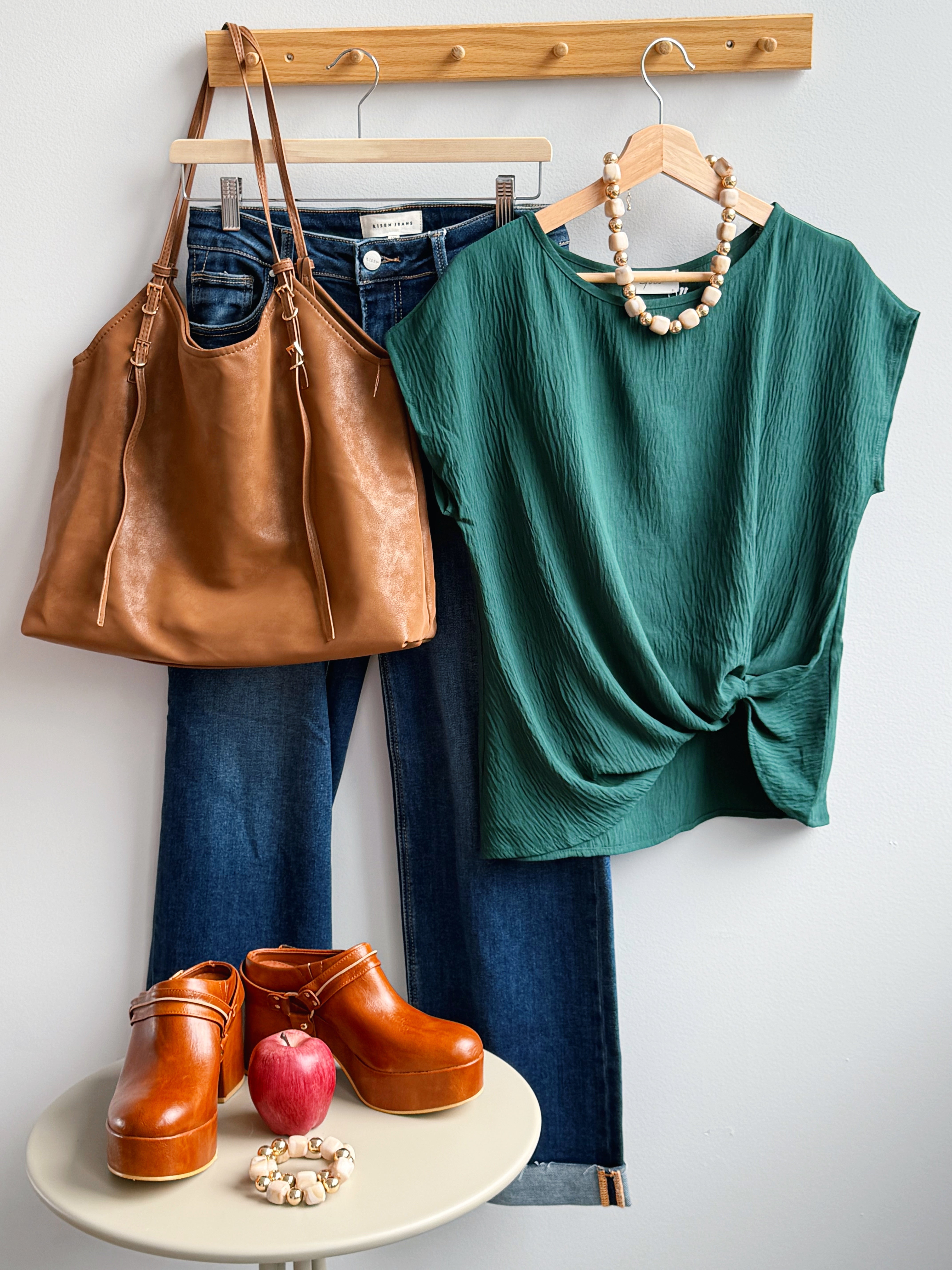 Jazlyn Top - HUNTER GREEN - willows clothing S/S Shirt
