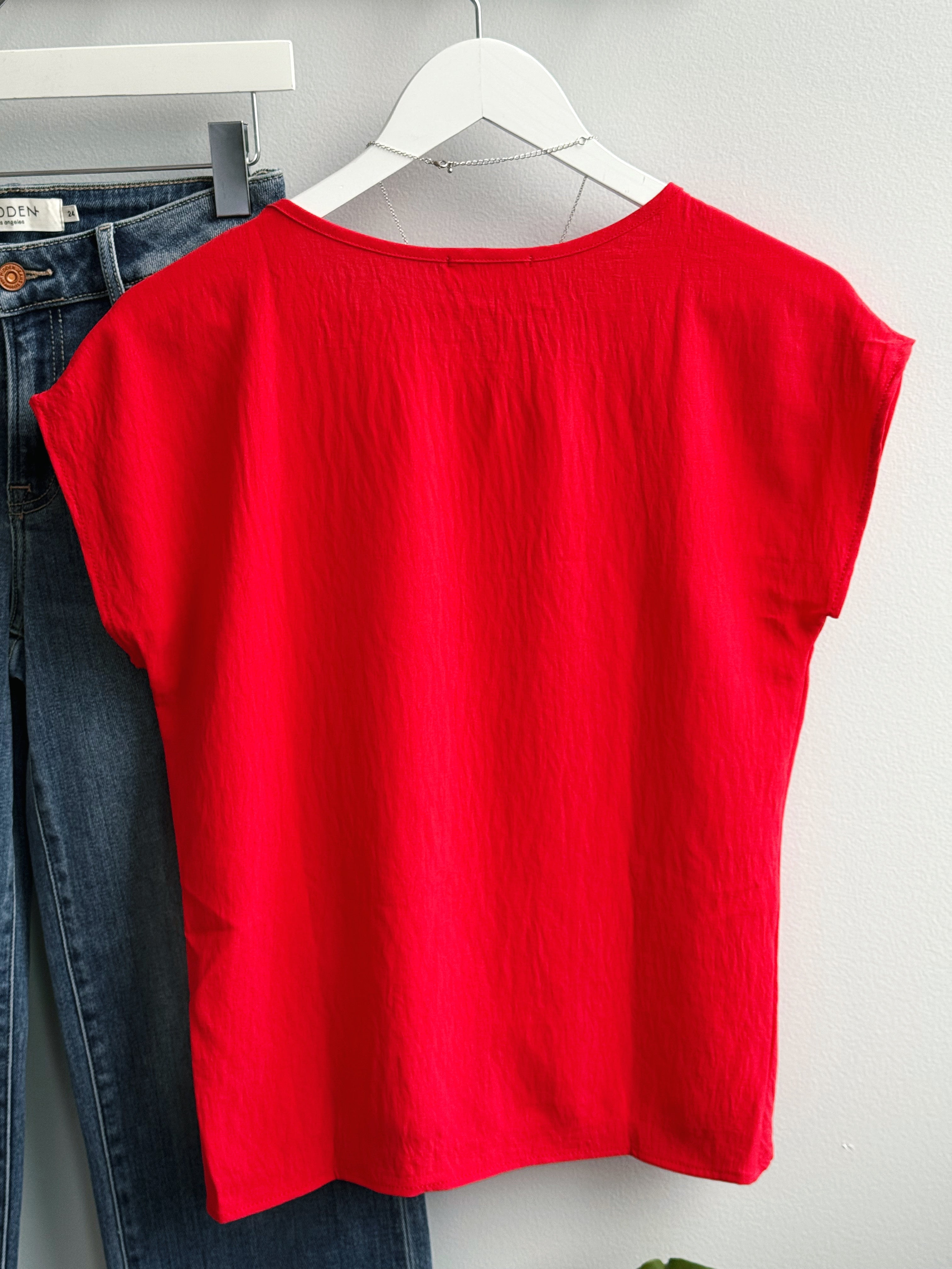 Jazlyn Top - RED - willows clothing S/S SHIRT