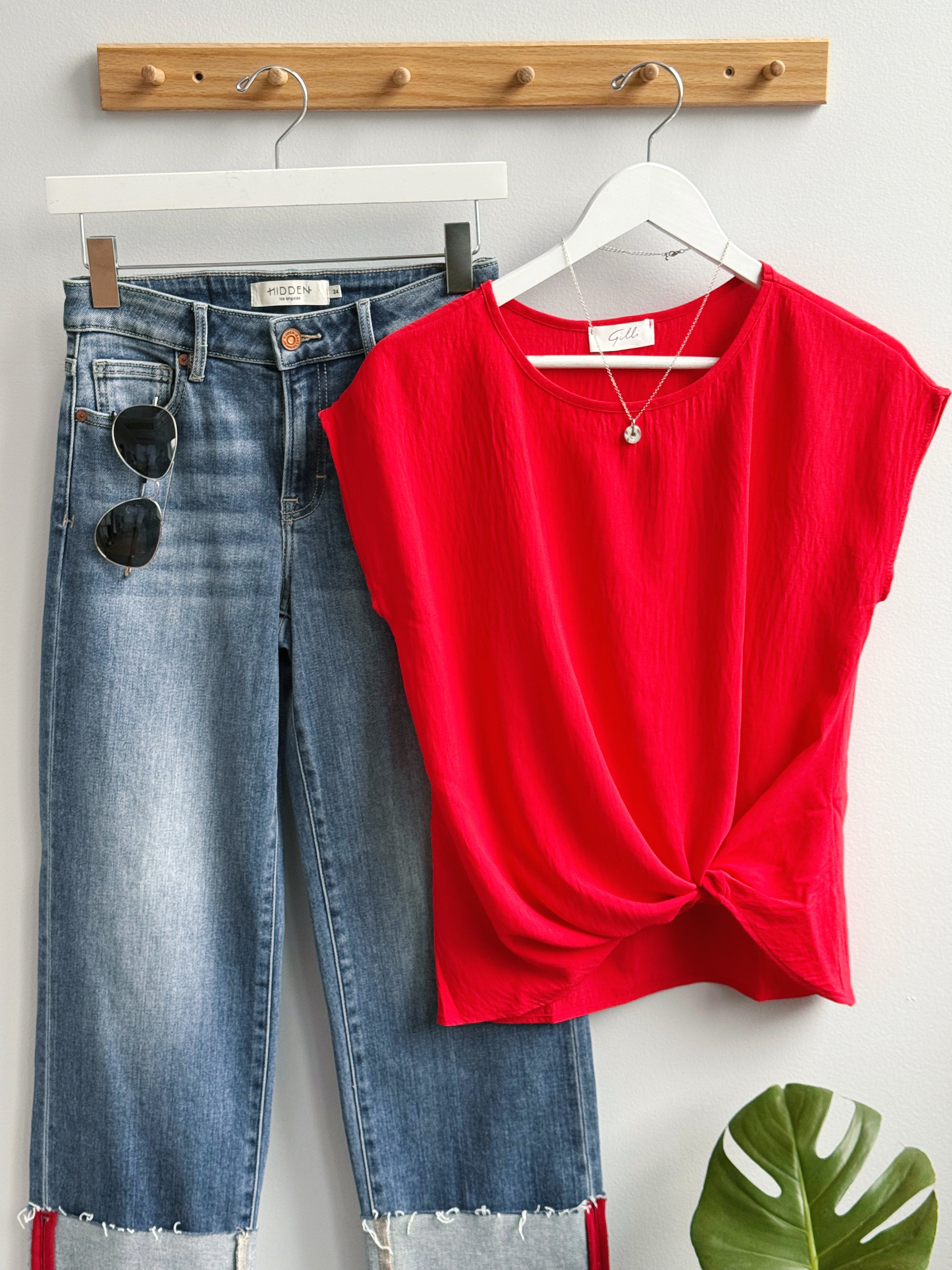 Jazlyn Top - RED - willows clothing S/S SHIRT