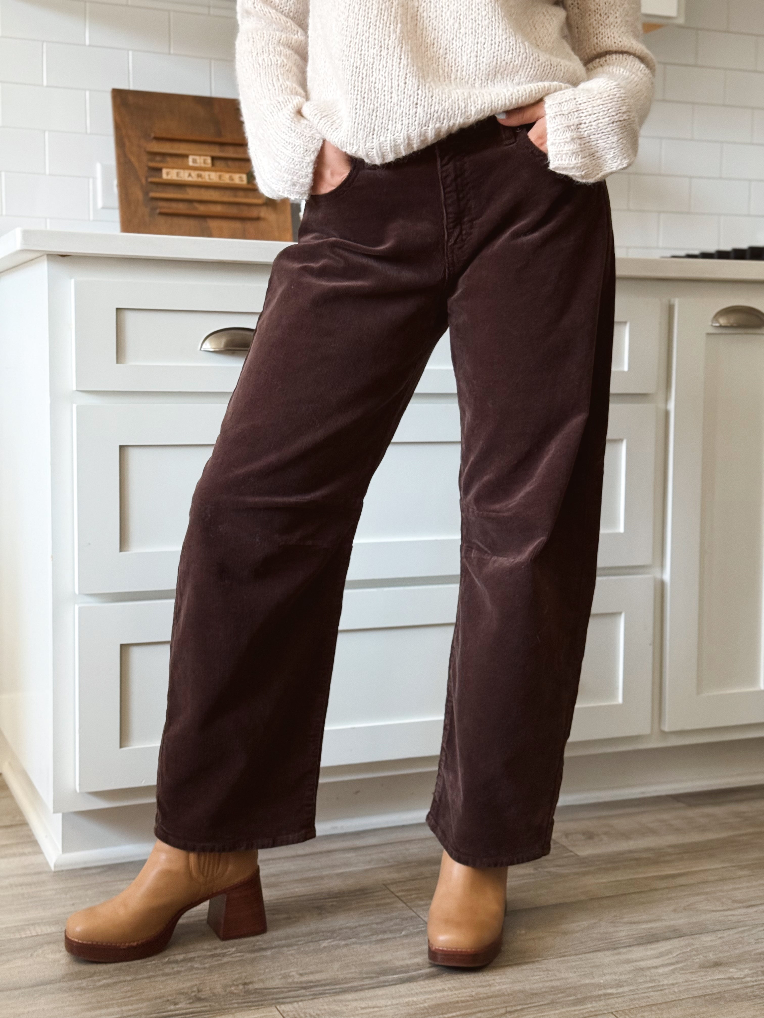 [JBD] Alexie Corduroy Pants - DARK BROWN - willows clothing BARREL JEAN