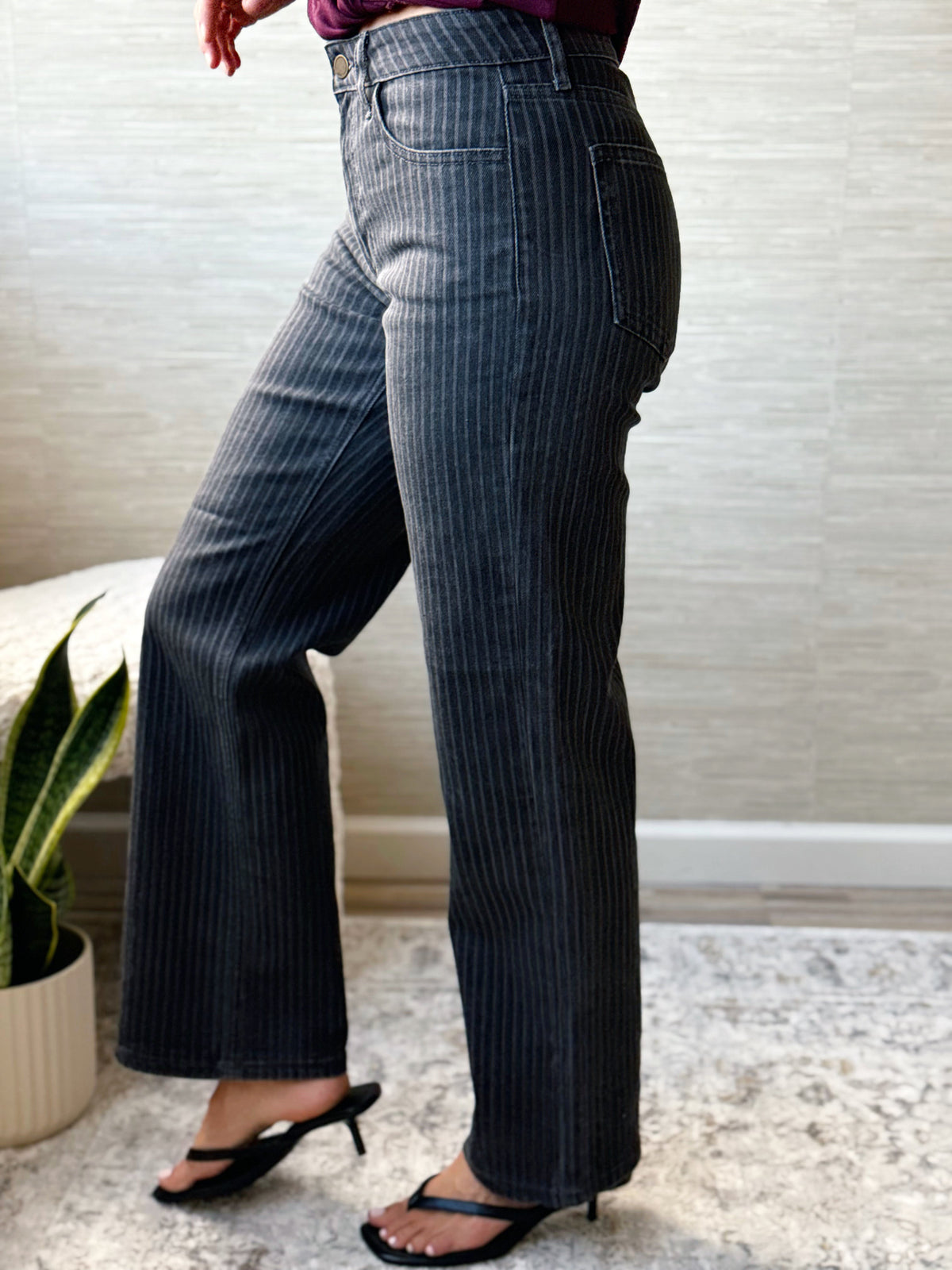 [JBD] Shadow Stripe Straight Leg Jeans - willows clothing Straight Leg