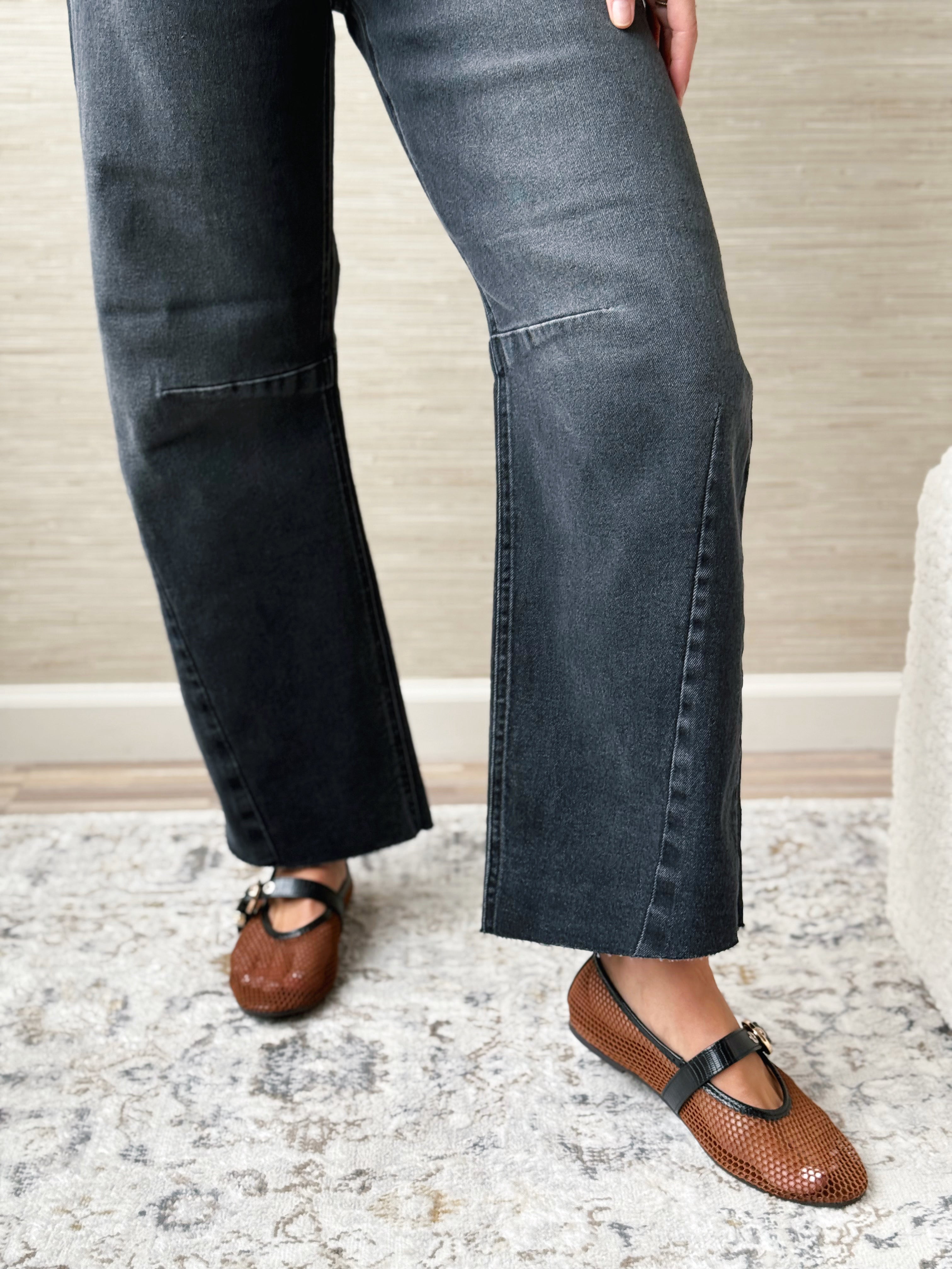 [JBD] Trina Barrel Jean - WASHED BLACK - willows clothing BARREL JEAN