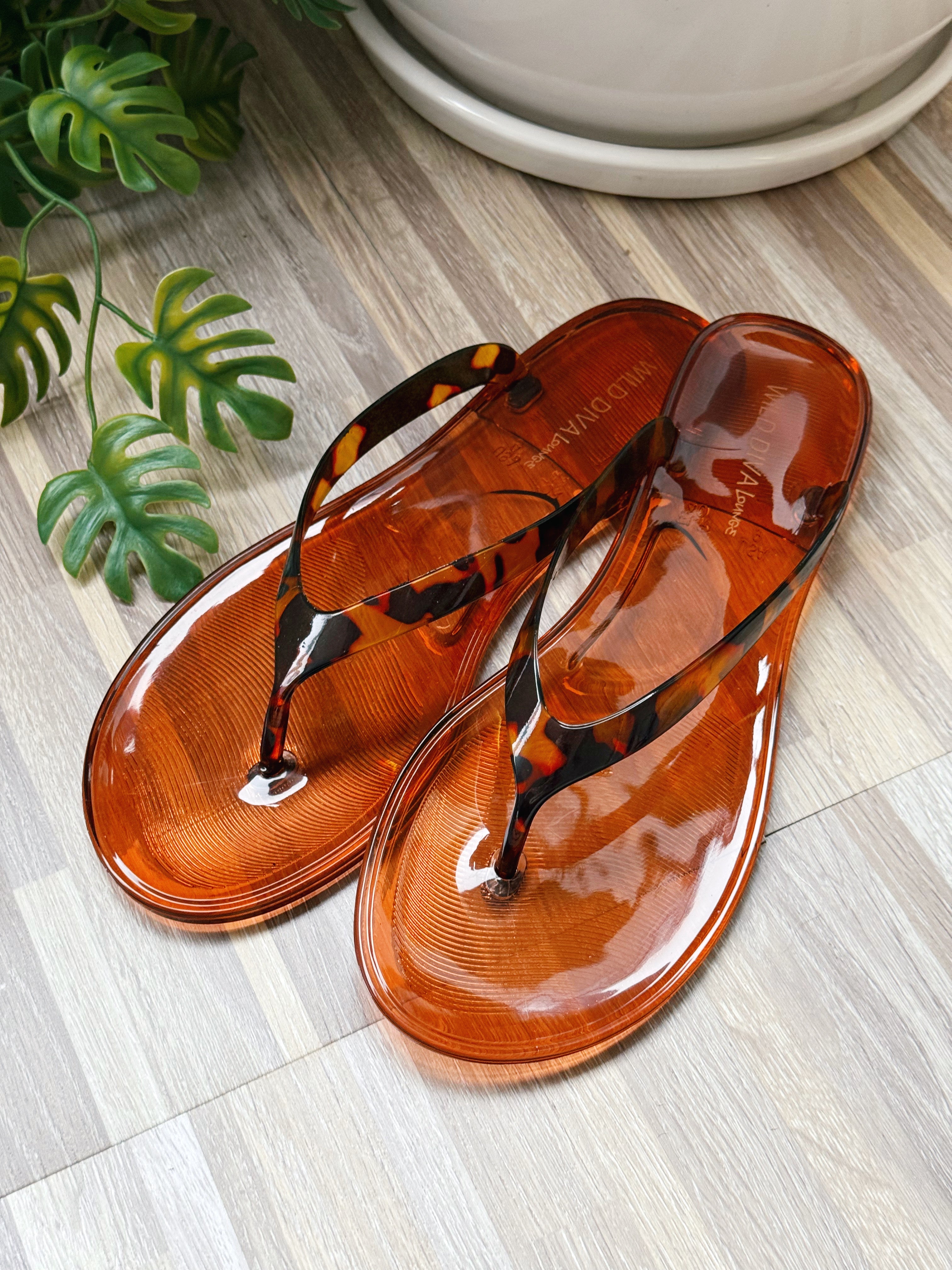 Jelly Flip Flop Sandals - TORTOISE - willows clothing SANDALS