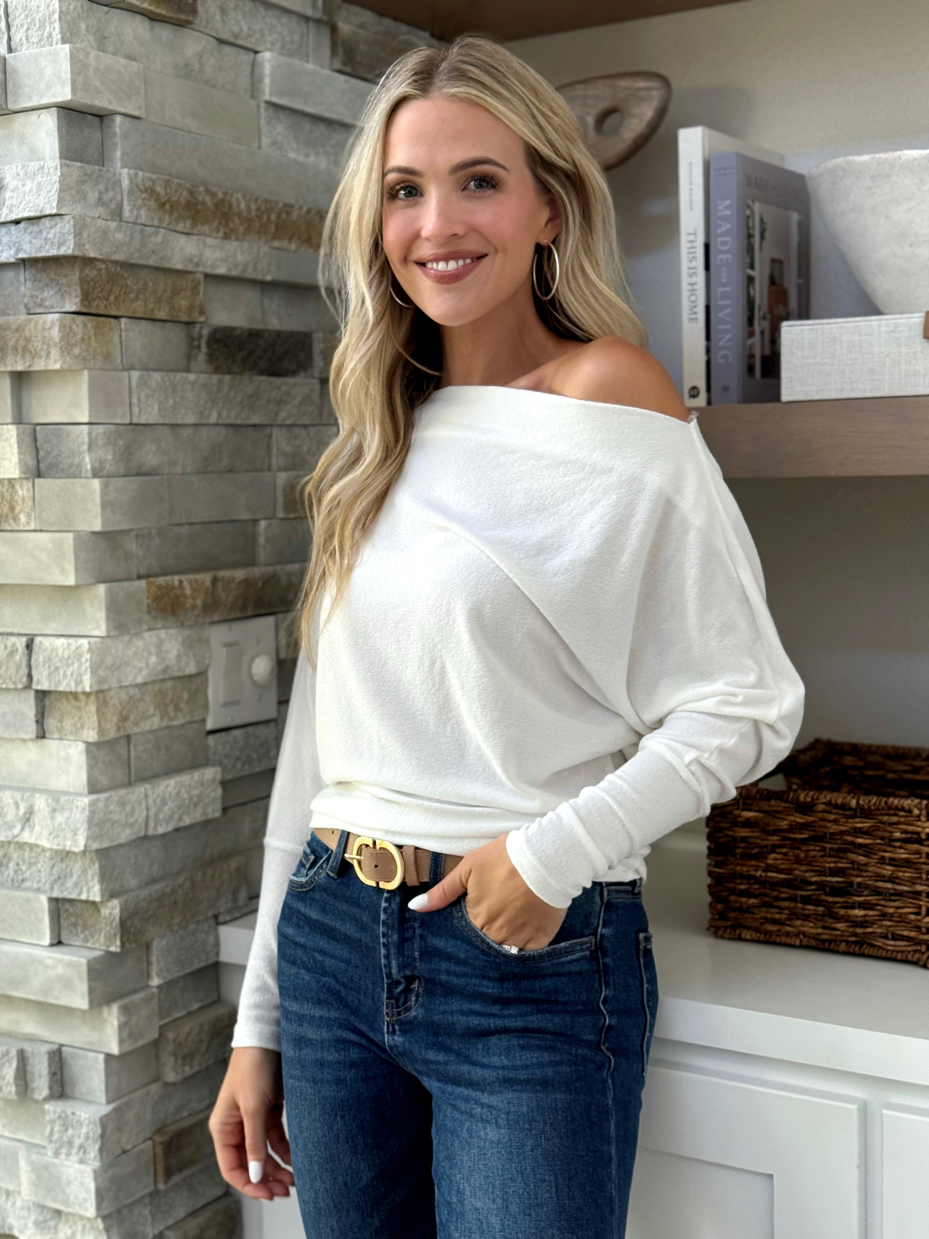 Jenny Top - OFF WHITE - willows clothing L/S SHIRT