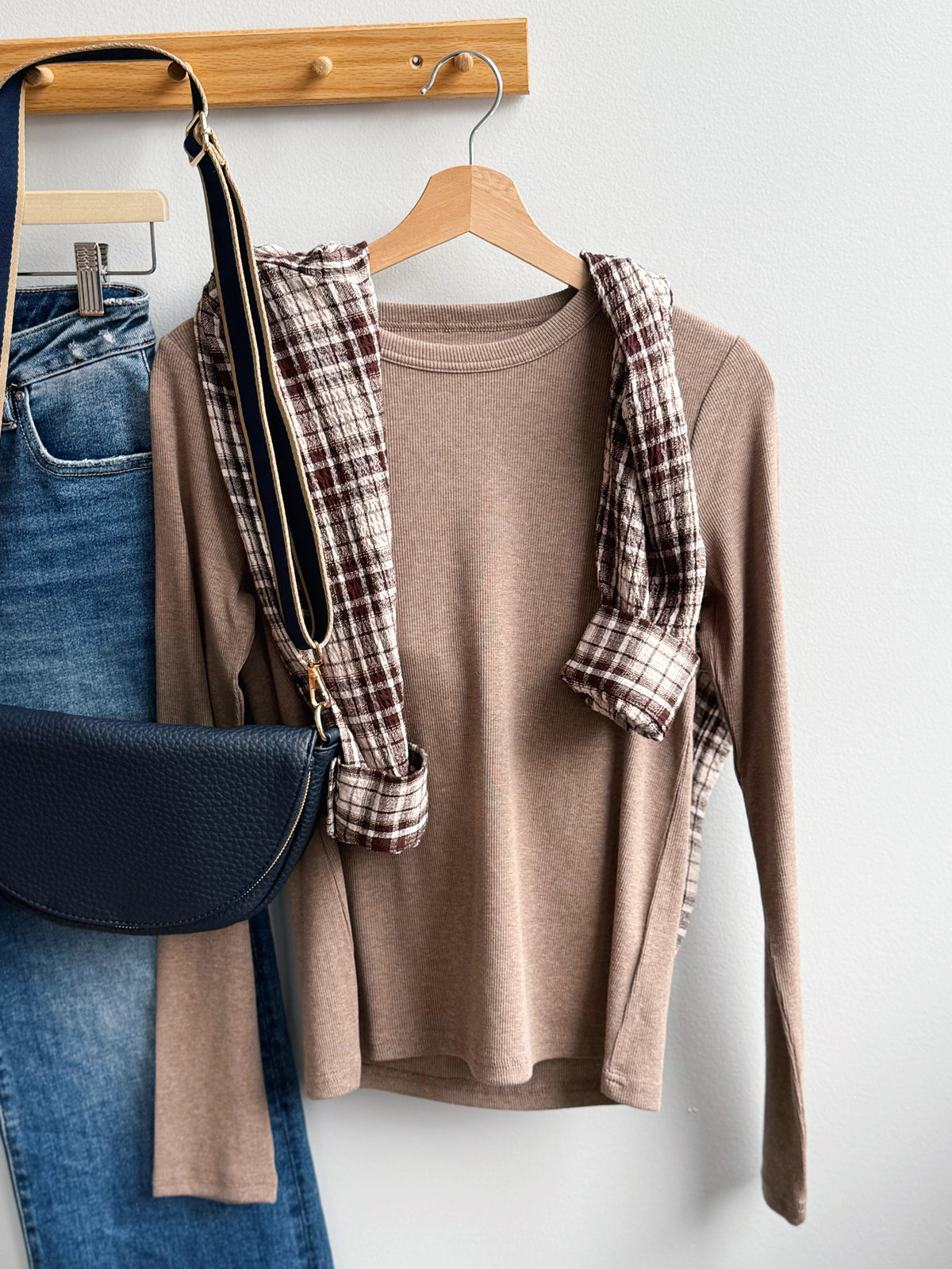 Jess Long Sleeve Top - HEATHER ASH BROWN - willows clothing S/S SHIRT