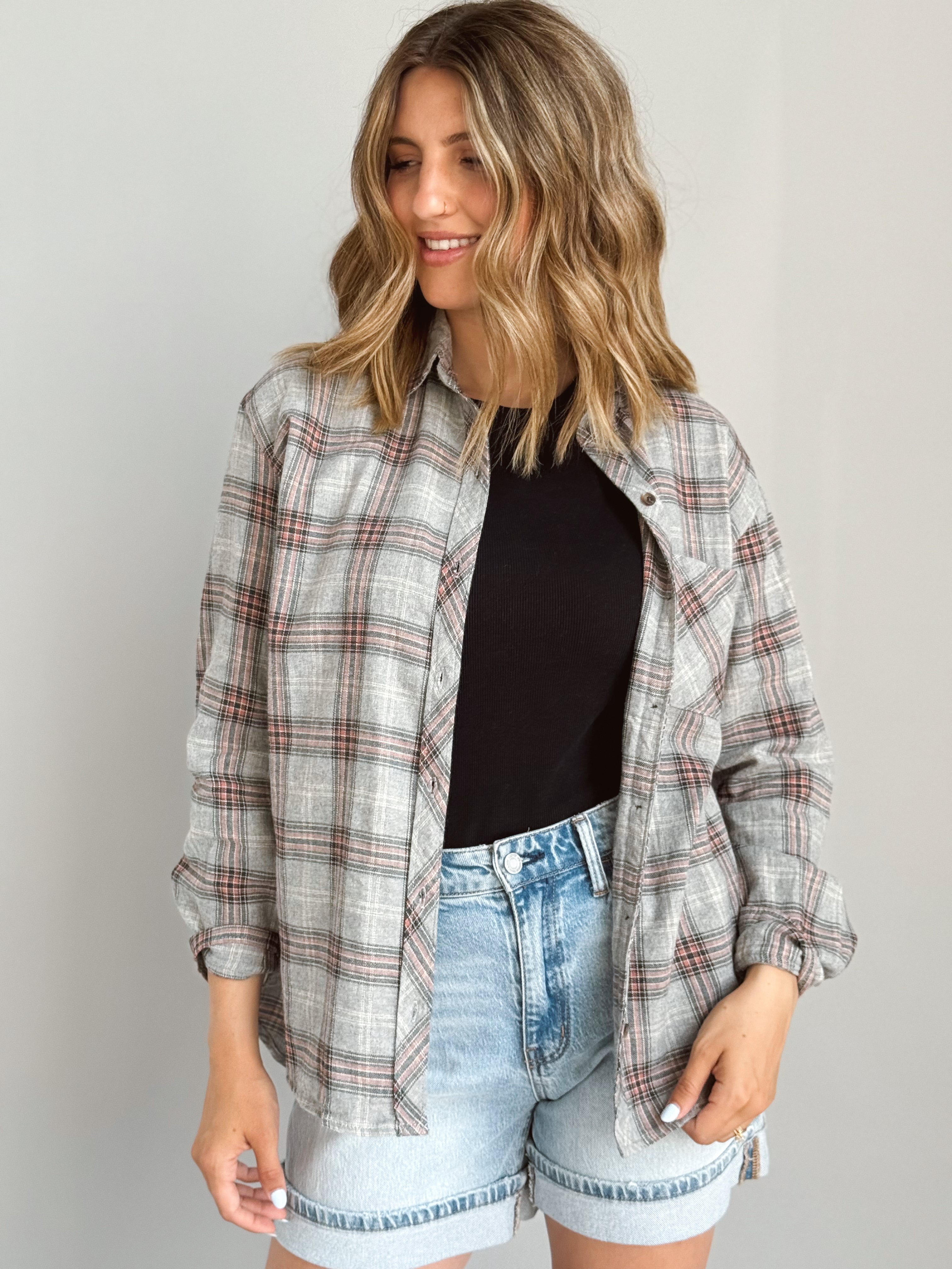 Jesse Flannel - HEATHER GREY - willows clothing L/S SHIRT