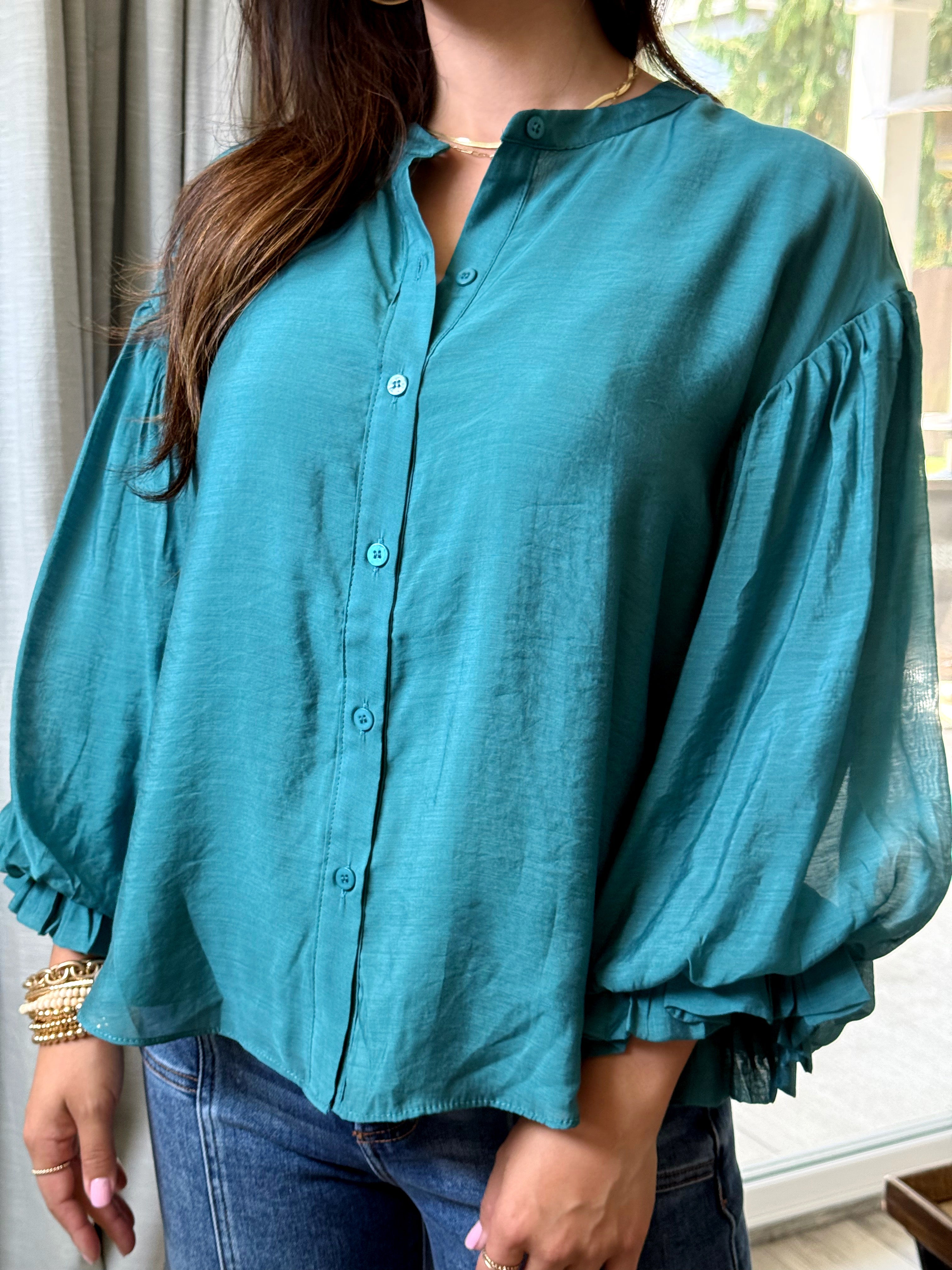 Jewel Blouse - TEAL GREEN - willows clothing BLOUSE