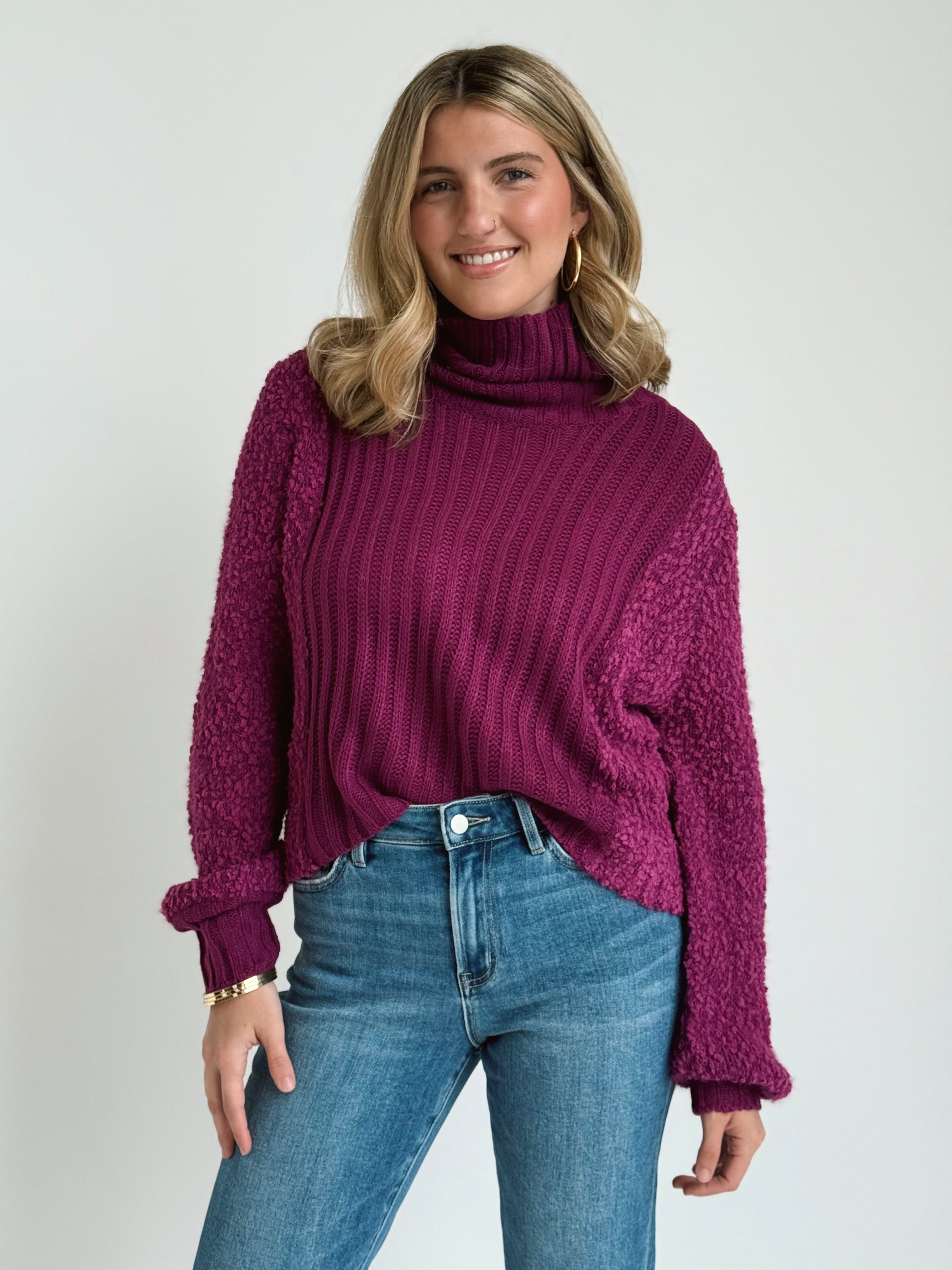 Joyful Season Sweater - MAGENTA - willows clothing SWEATER