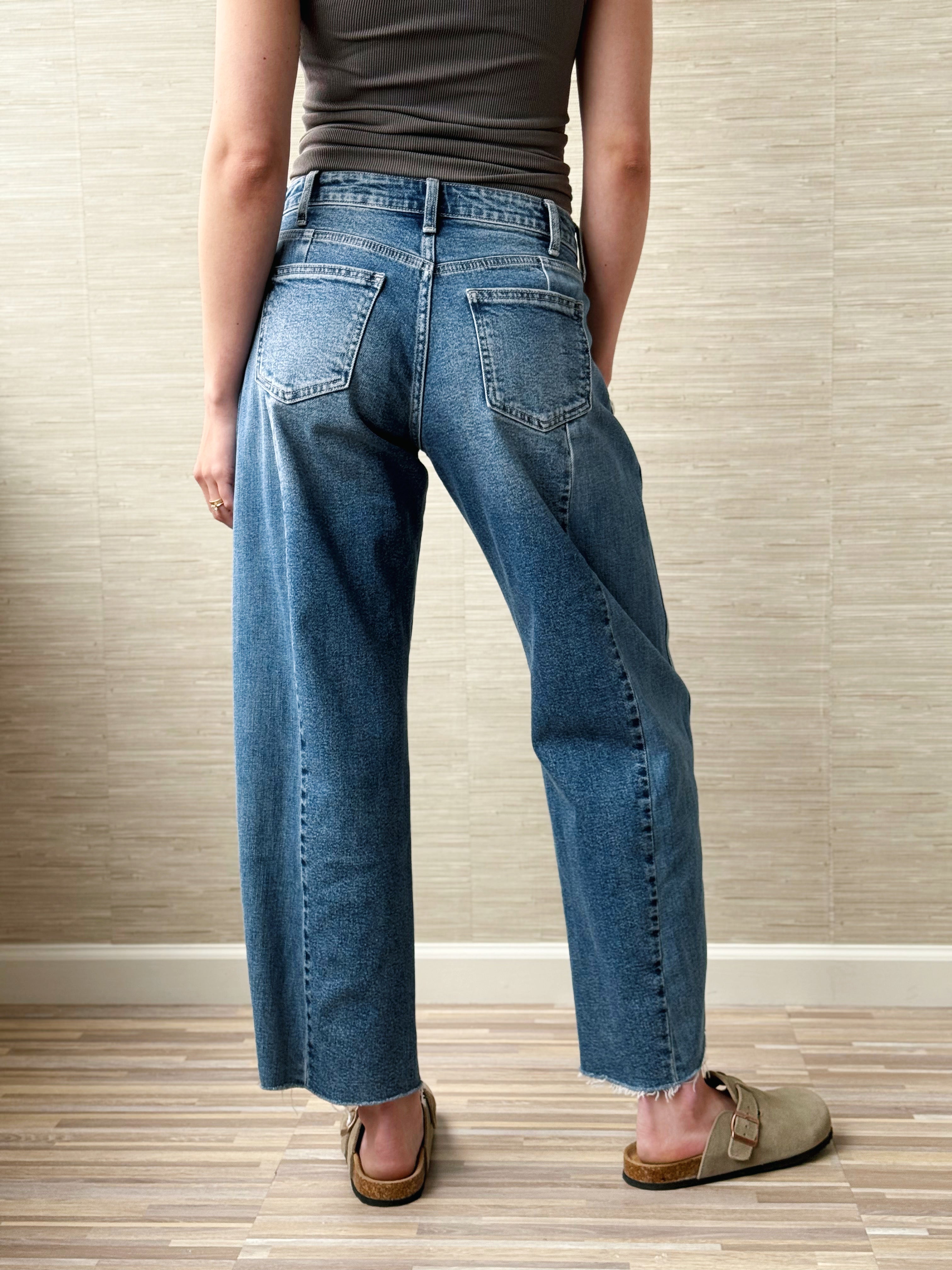 [JUST BLACK] Amos Jean - MEDIUM DENIM - willows clothing BARREL JEAN