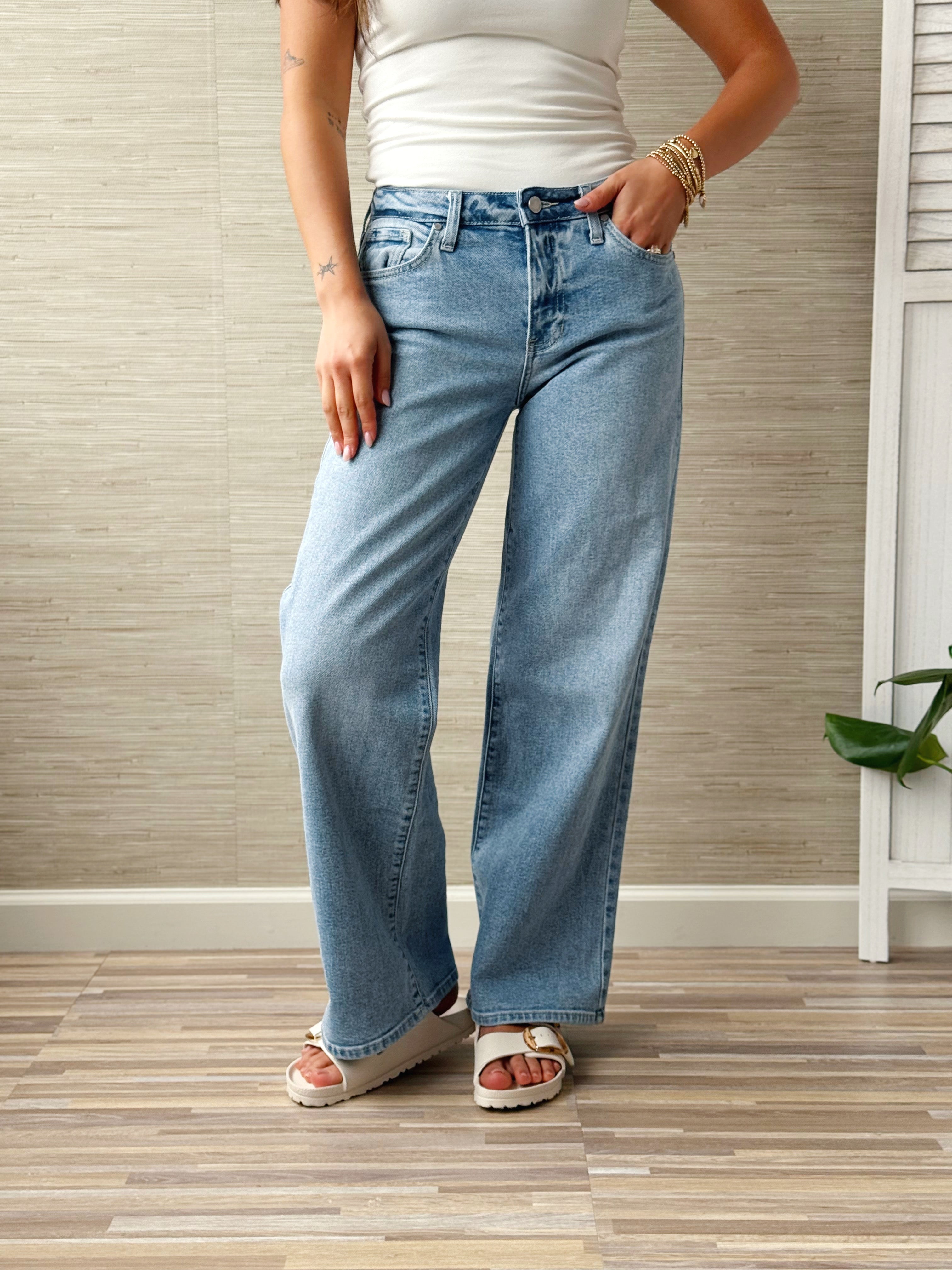 [JUST BLACK] Darien Jean - LIGHT DENIM - willows clothing WIDE LEG