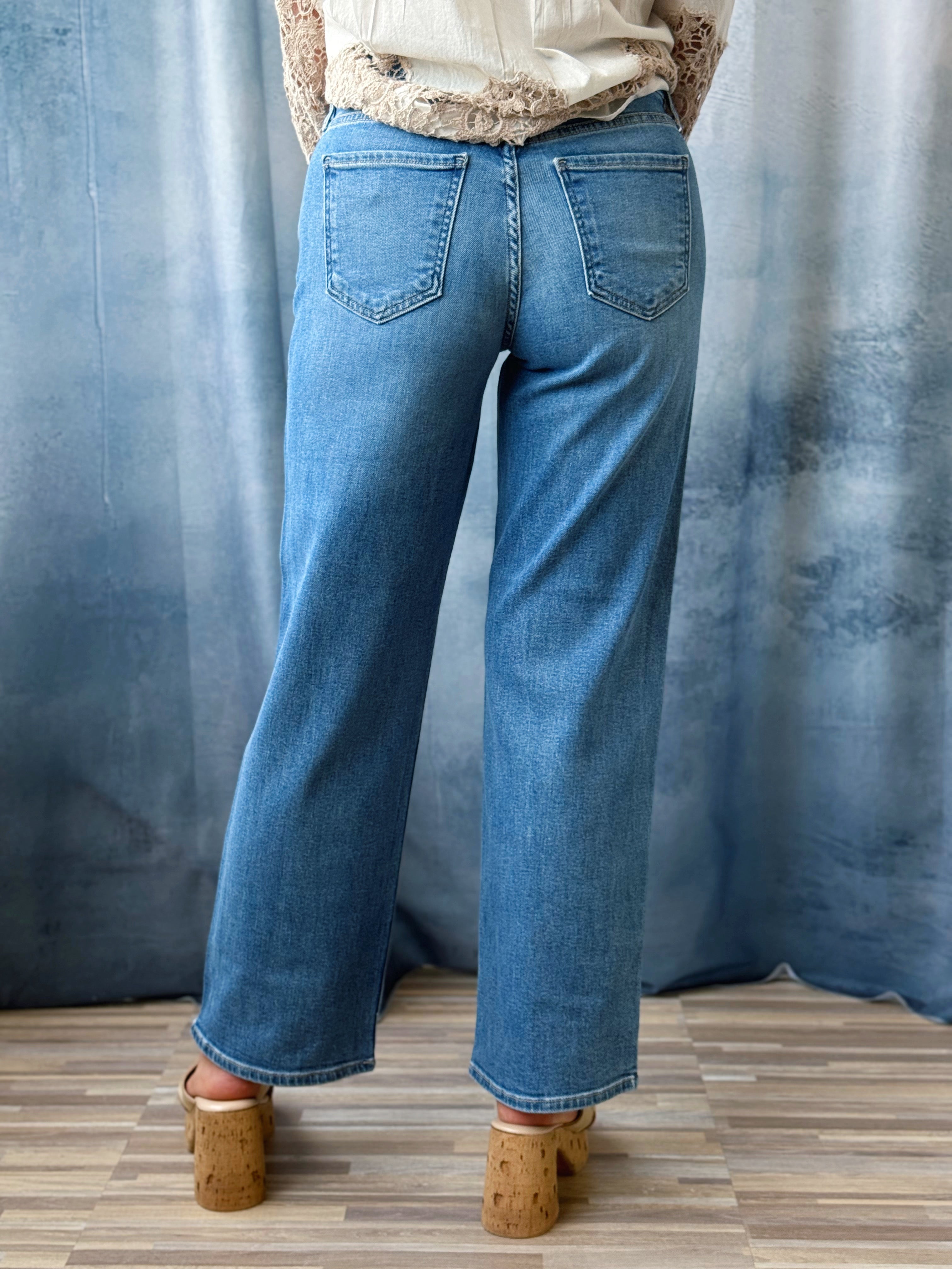 [JUST BLACK DENIM] Charlene Jean - MEDIUM DENIM - willows clothing WIDE LEG