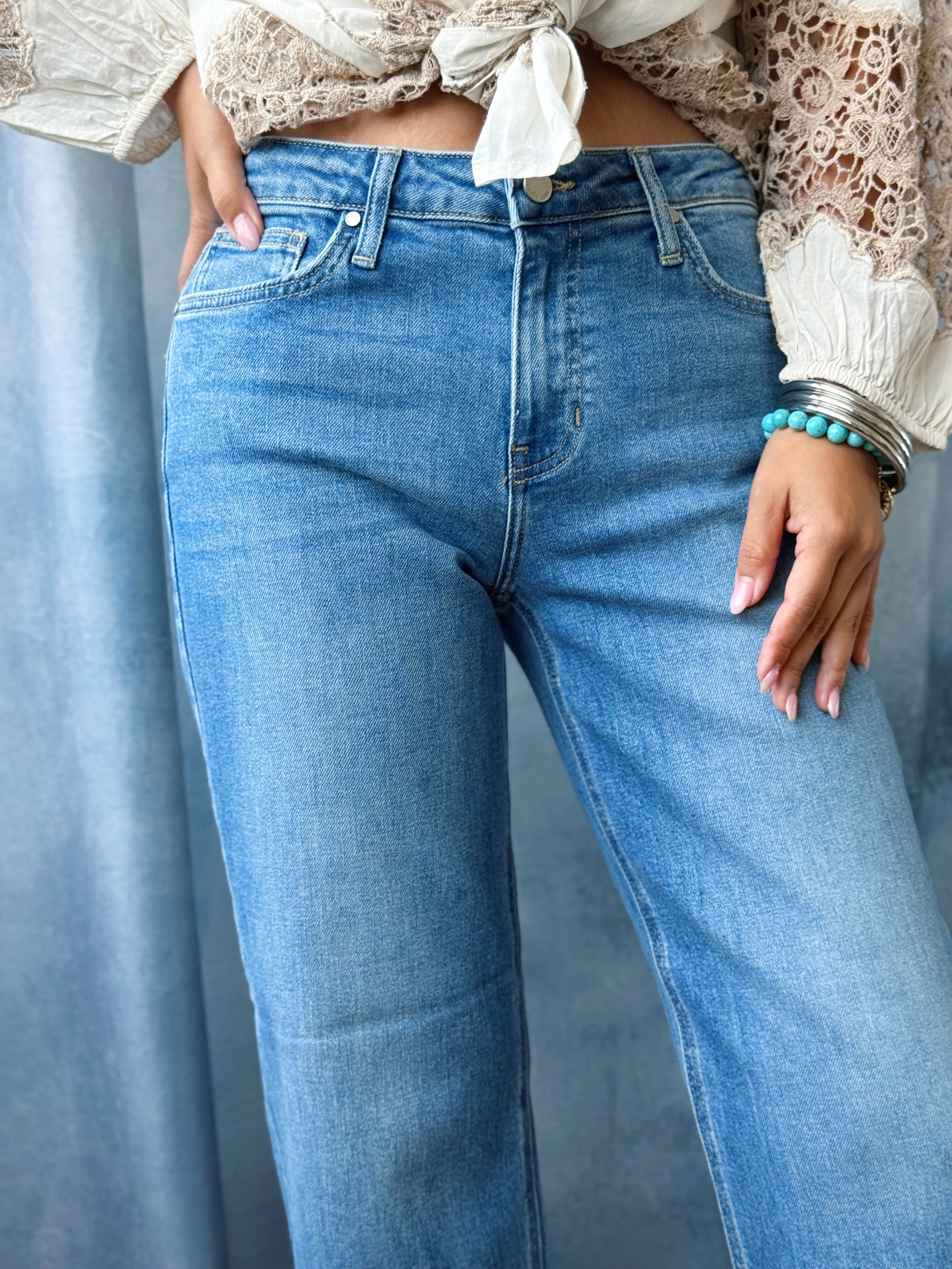 [JUST BLACK DENIM] Charlene Jean - MEDIUM DENIM - willows clothing WIDE LEG
