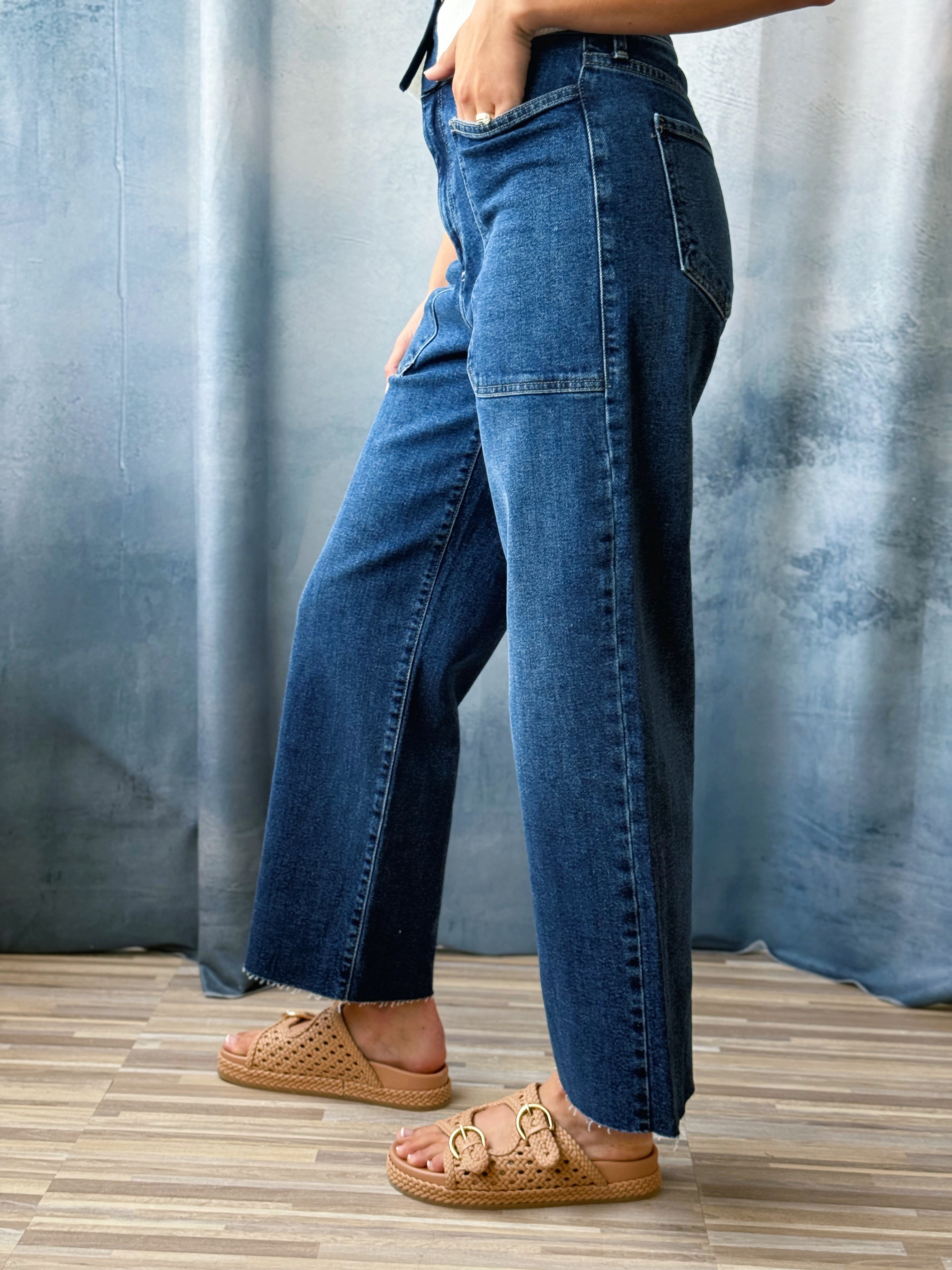 [JUST BLACK DENIM] Eliza Jean - DARK DENIM - willows clothing WIDE LEG