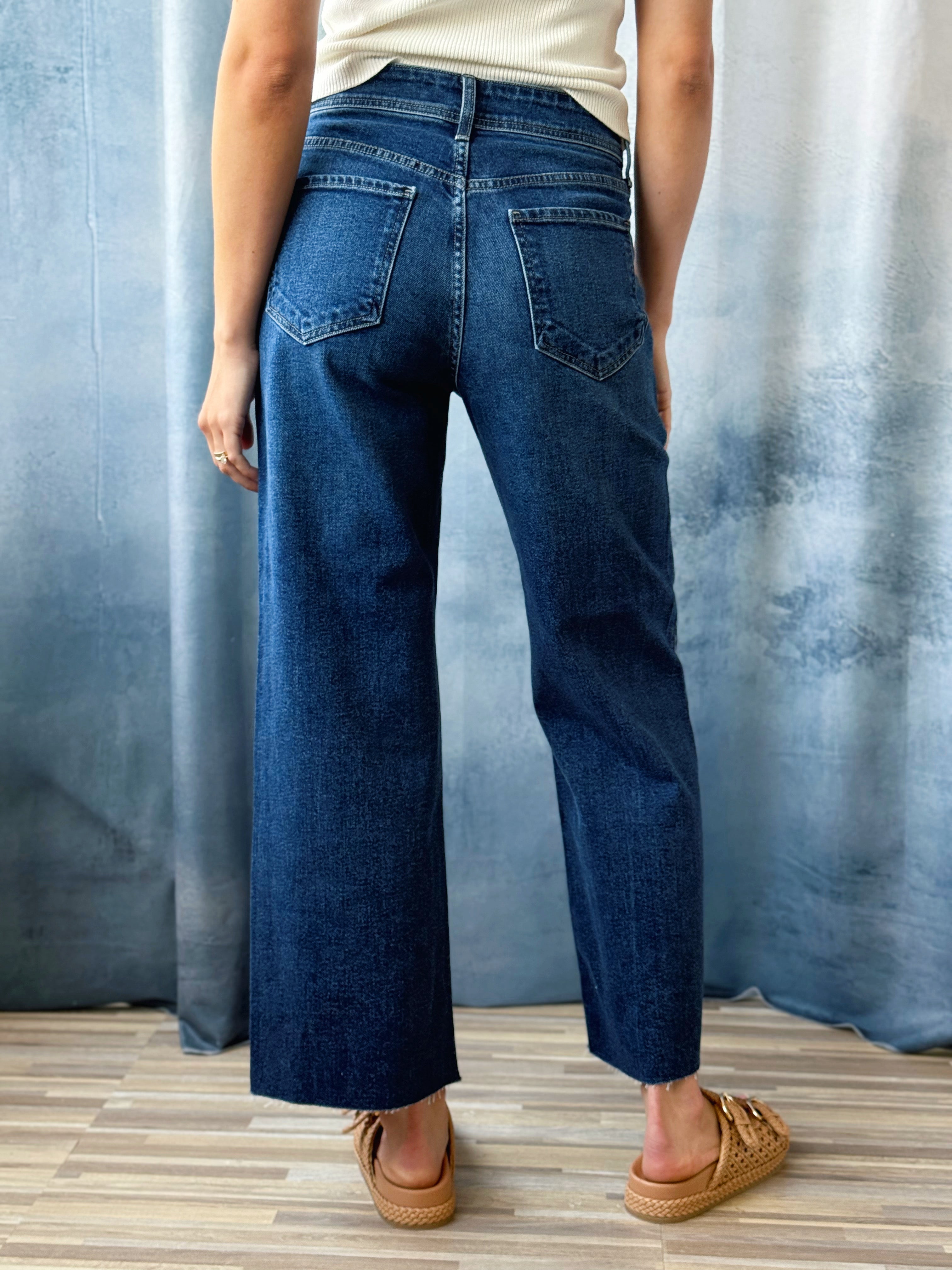 [JUST BLACK DENIM] Eliza Jean - DARK DENIM - willows clothing WIDE LEG
