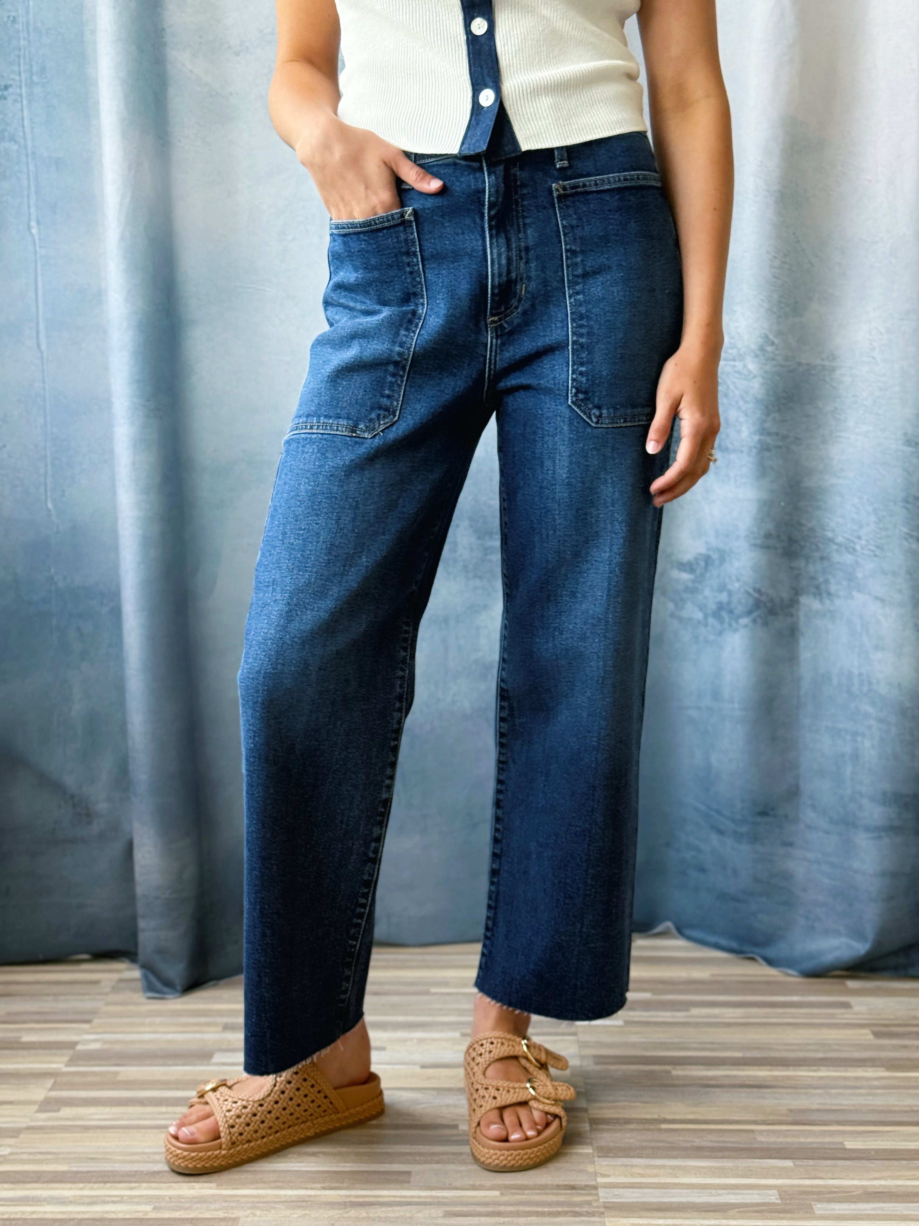 [JUST BLACK DENIM] Eliza Jean - DARK DENIM - willows clothing WIDE LEG