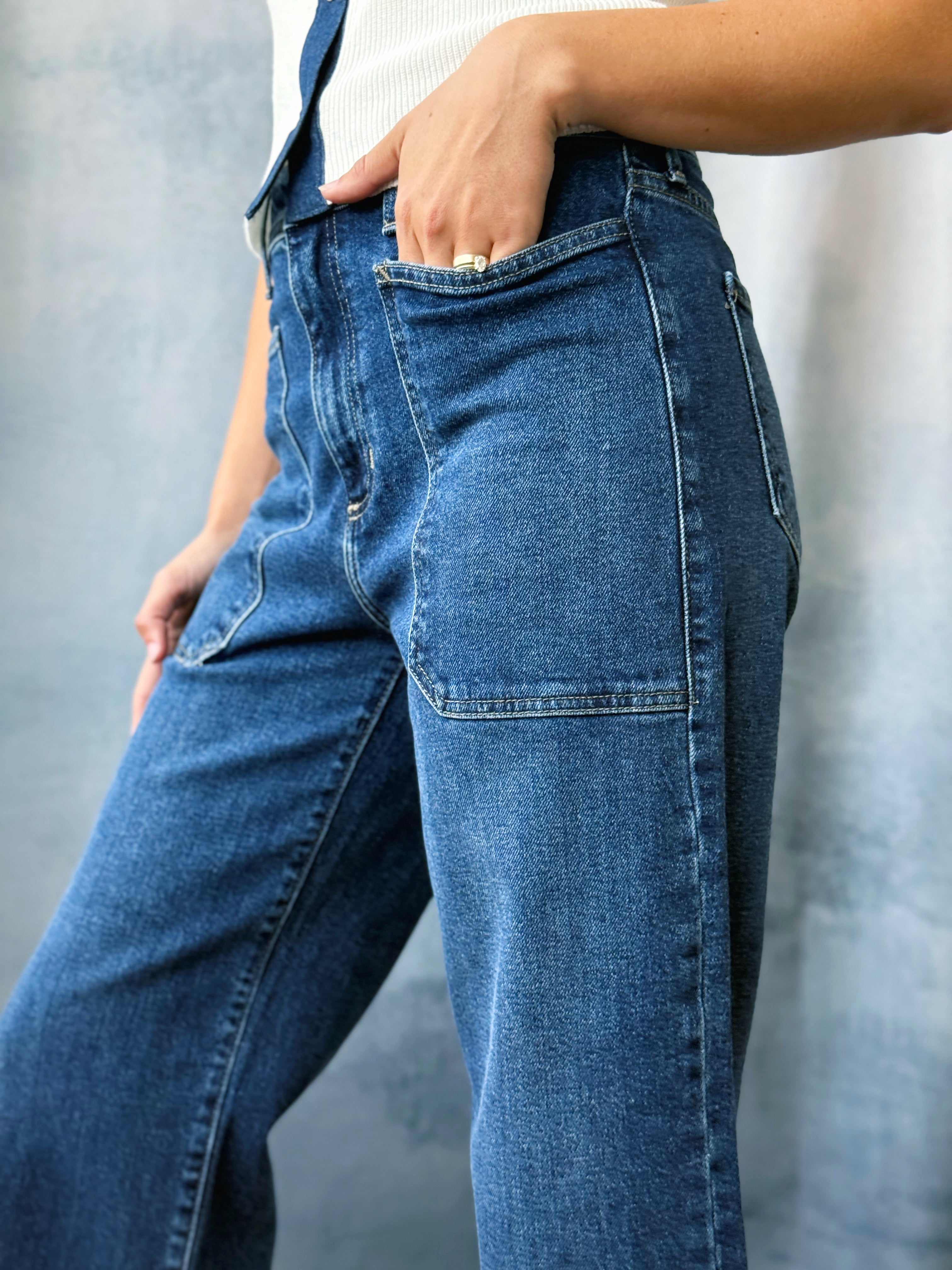 [JUST BLACK DENIM] Eliza Jean - DARK DENIM - willows clothing WIDE LEG