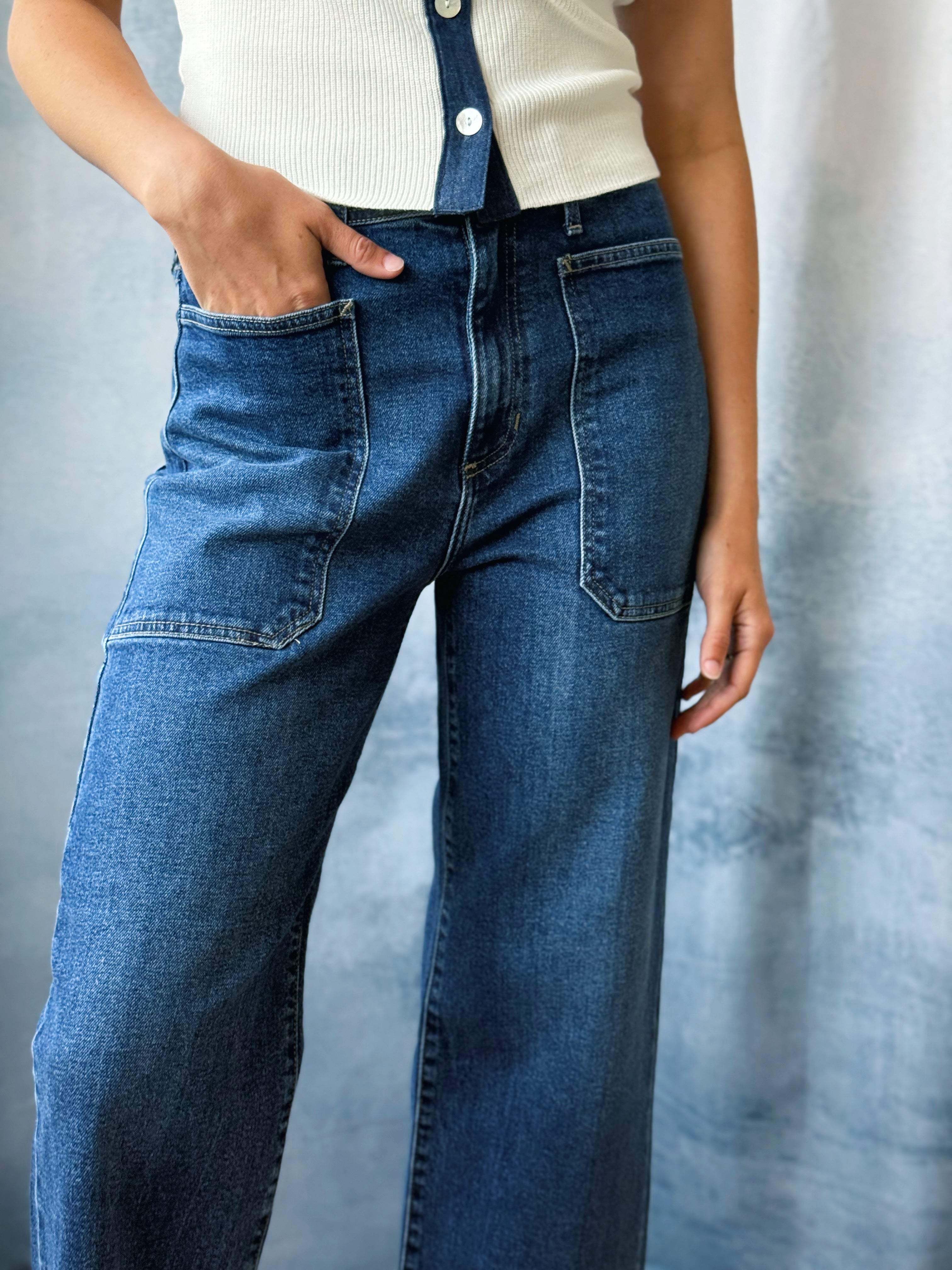 [JUST BLACK DENIM] Eliza Jean - DARK DENIM - willows clothing WIDE LEG