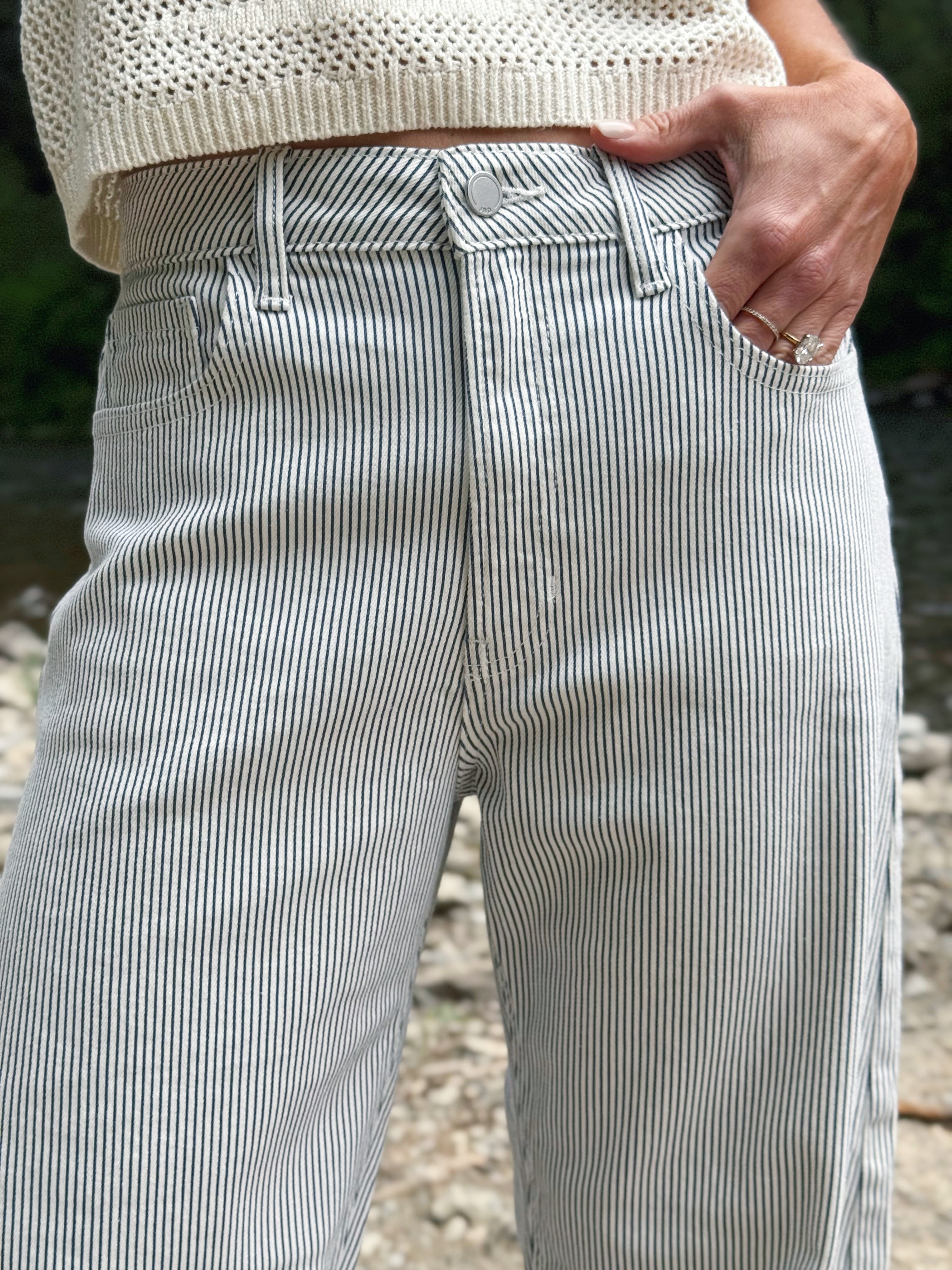 [JUST BLACK] Meredith Jean - STRIPE - willows clothing BARREL JEAN