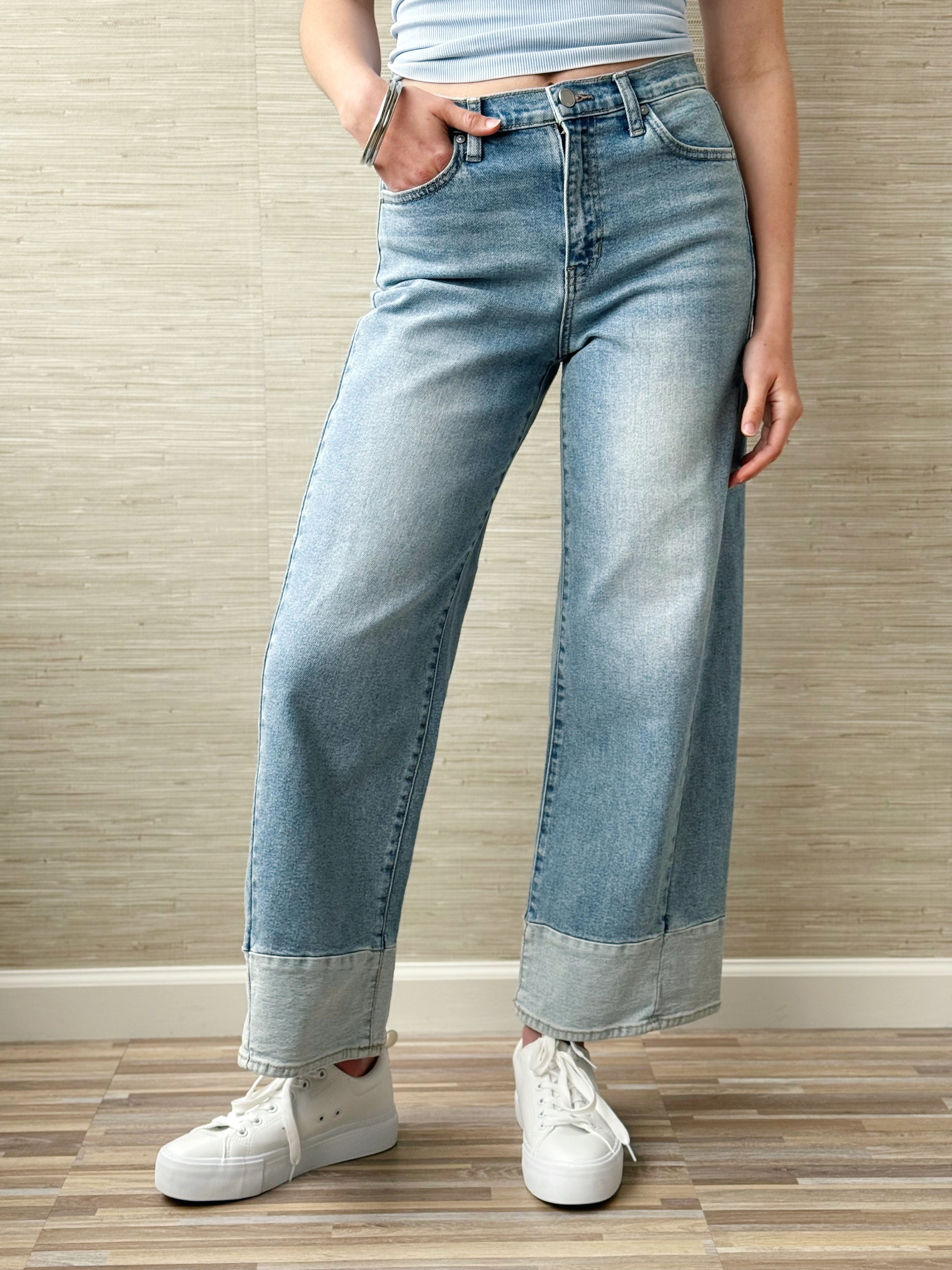 [JUST BLACK] Nita Jean - LIGHT DENIM - willows clothing WIDE LEG