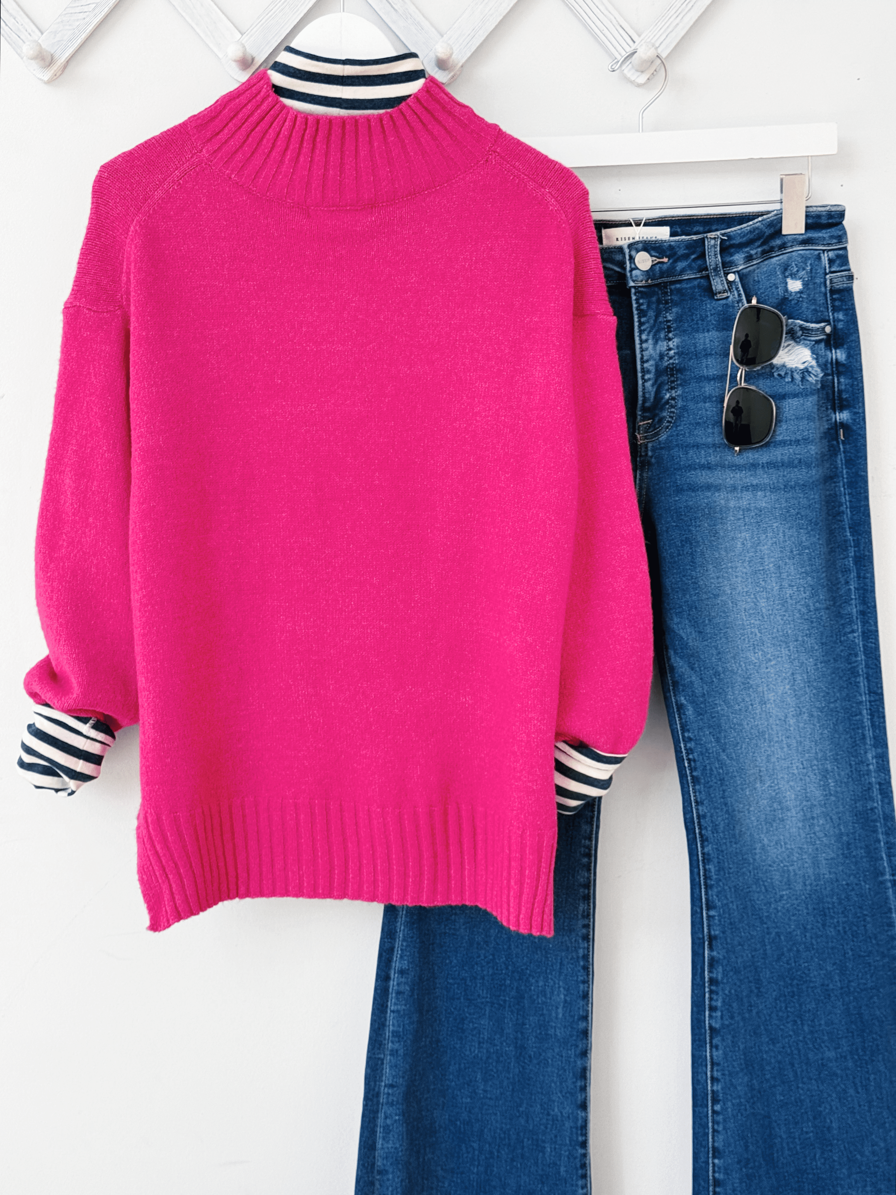 Kara Sweater - HOT PINK - willows clothing SWEATER