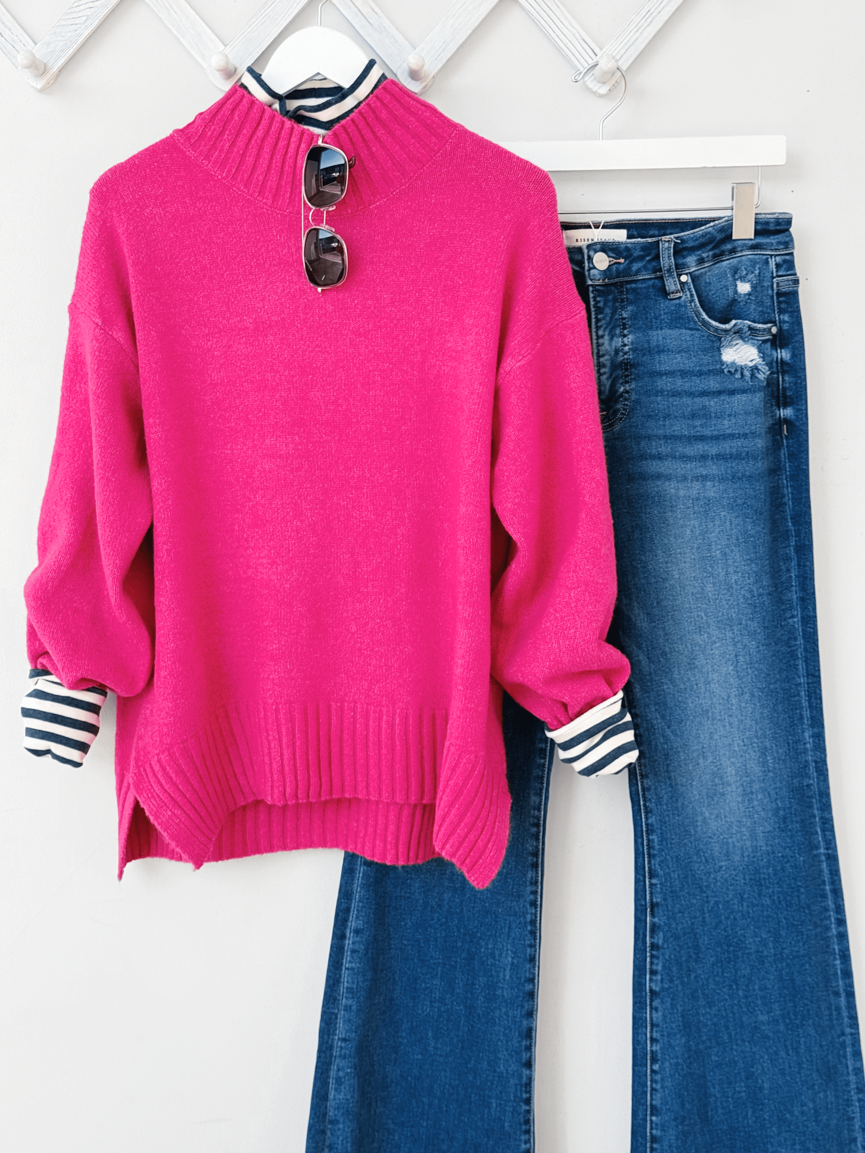 Kara Sweater - HOT PINK - willows clothing SWEATER