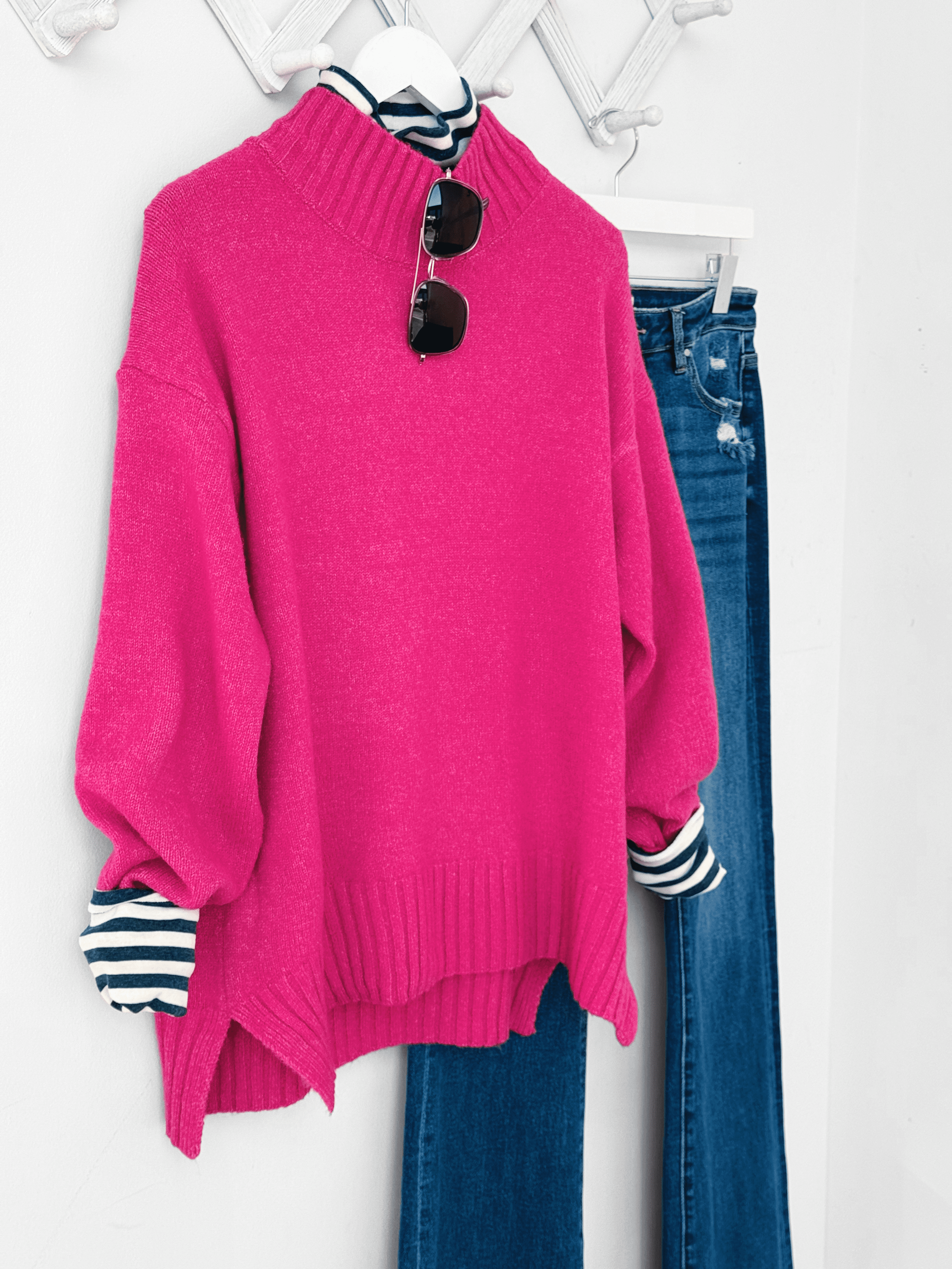 Kara Sweater - HOT PINK - willows clothing SWEATER