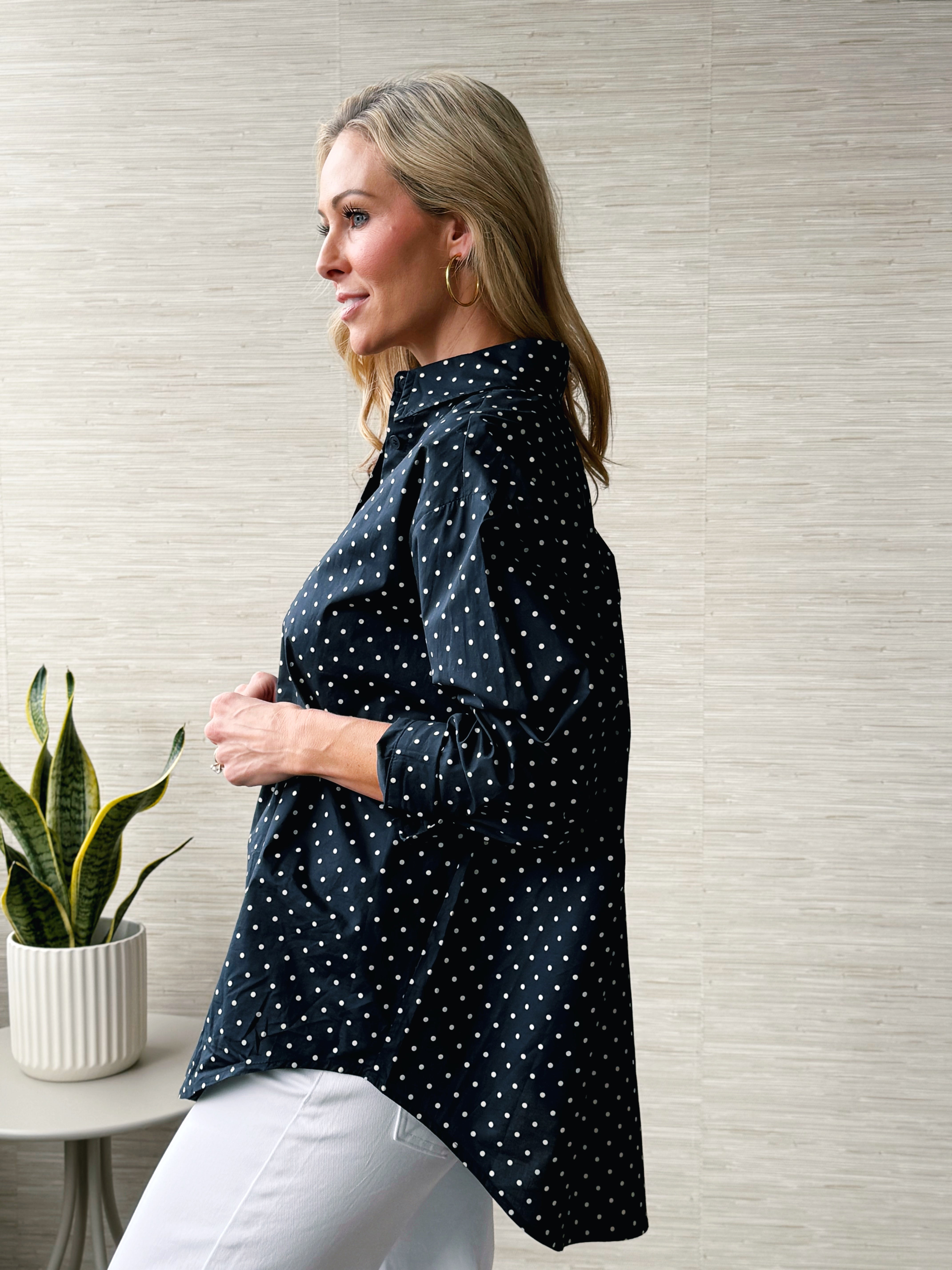 Karyn Blouse - NAVY - willows clothing L/S SHIRT