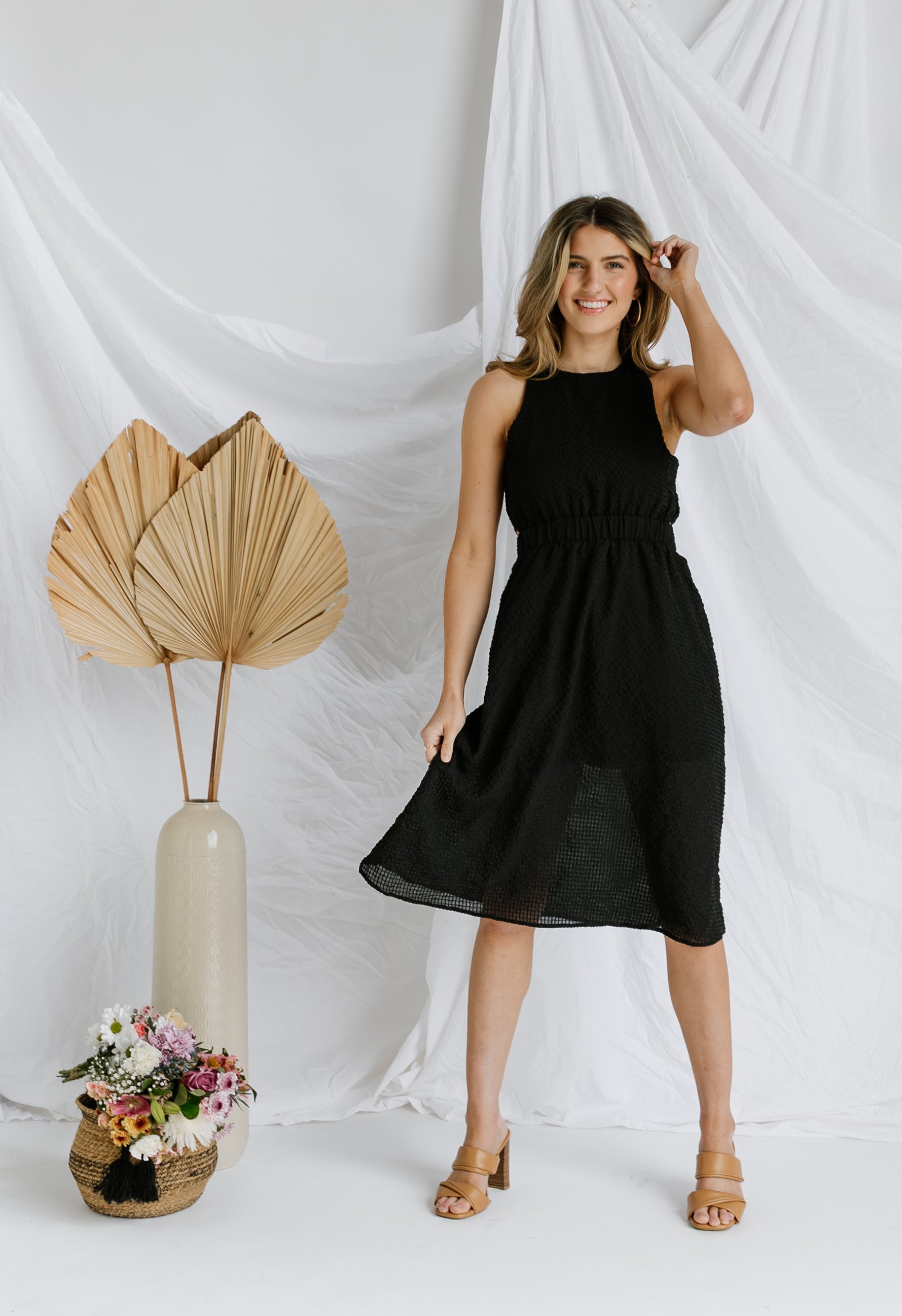 Katya Dress - BLACK - willows clothing MIDI DRESS