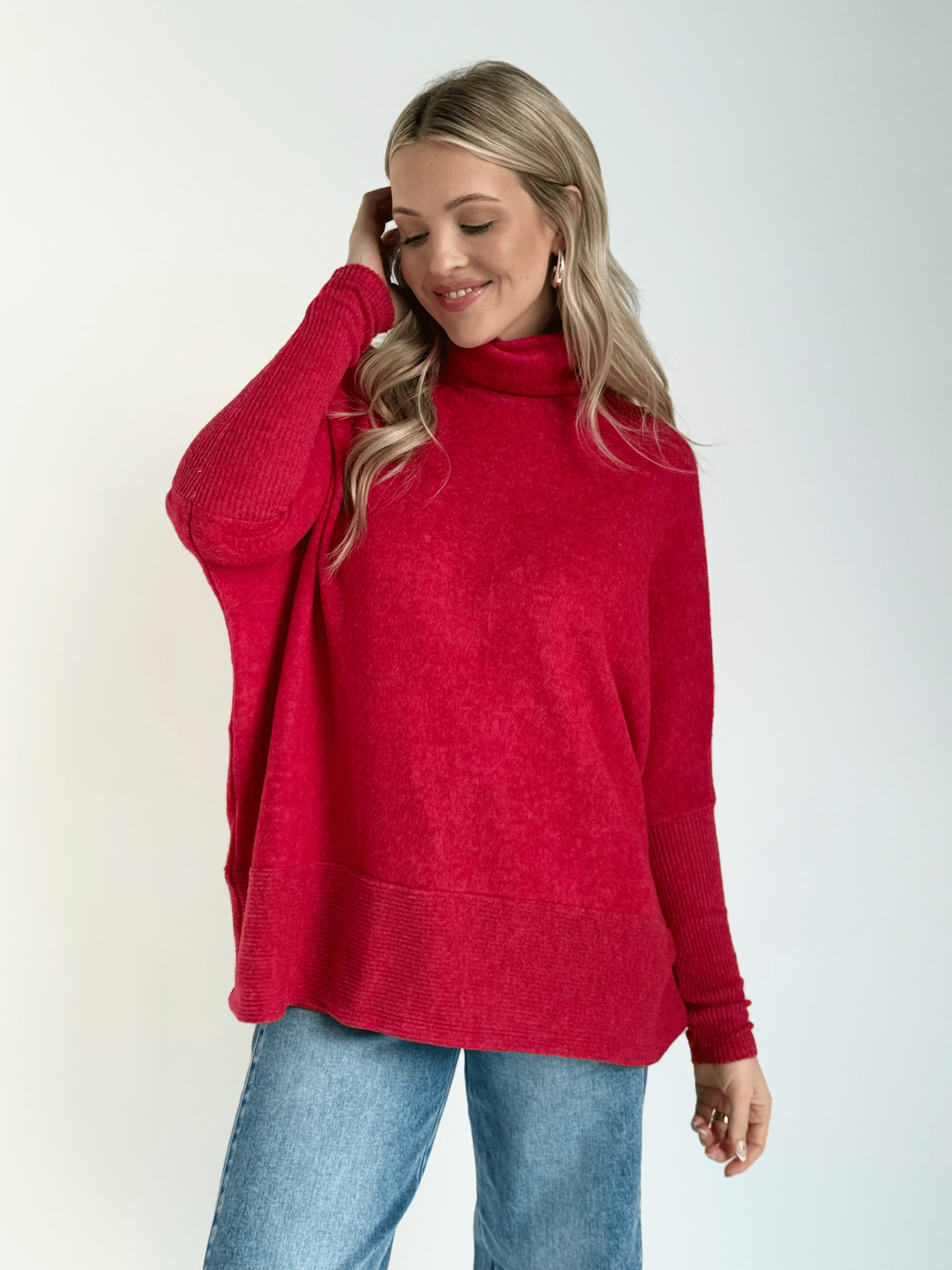 Kaya Sweater - DARK RED - willows clothing SWEATER