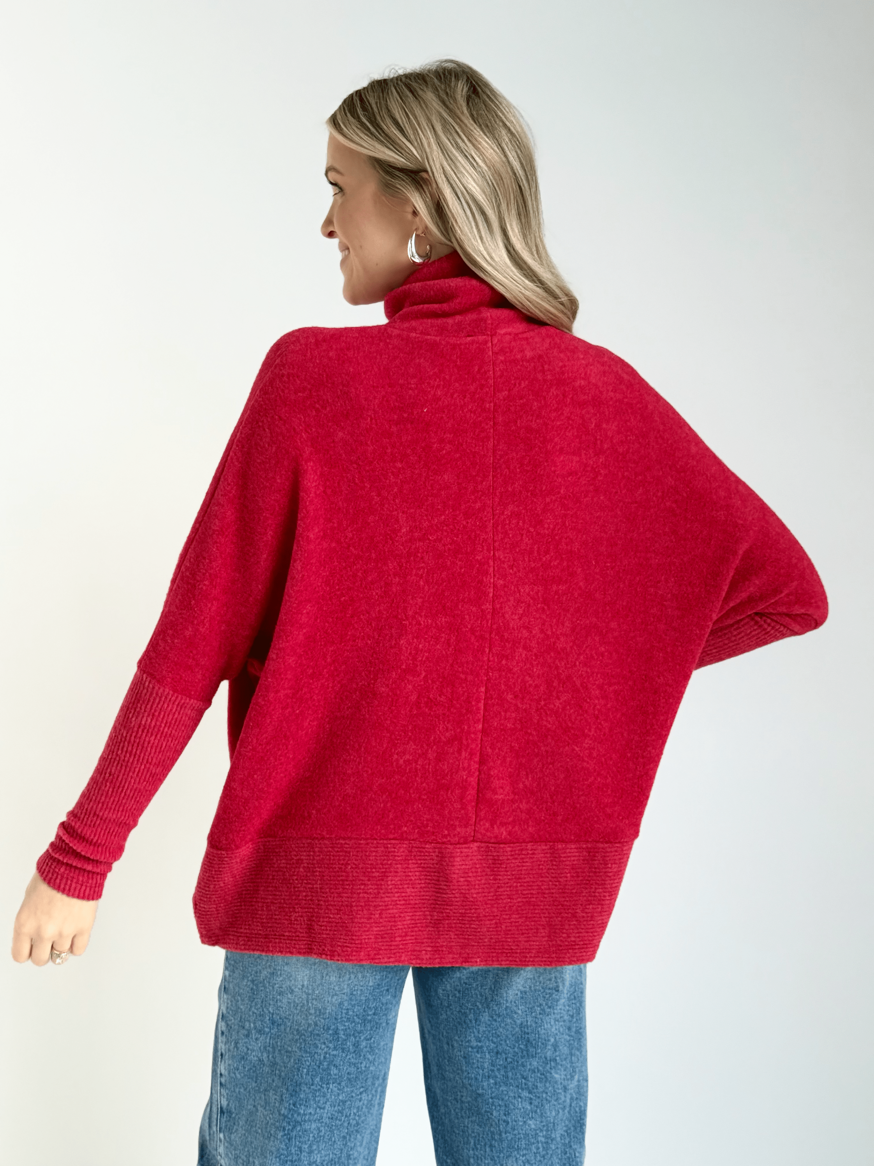Kaya Sweater - DARK RED - willows clothing SWEATER