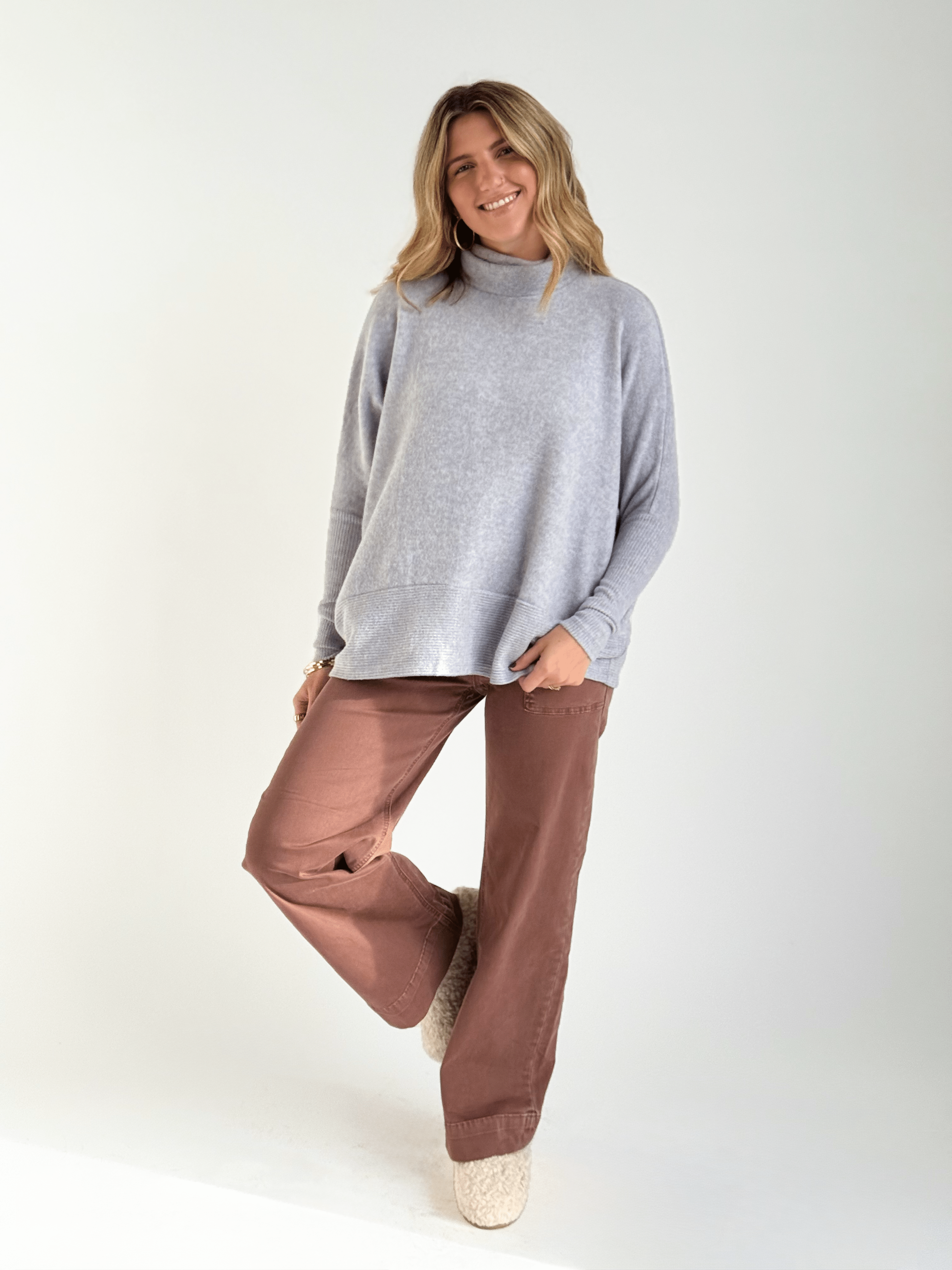 Kaya Sweater - HEATHER GREY - willows clothing SWEATER