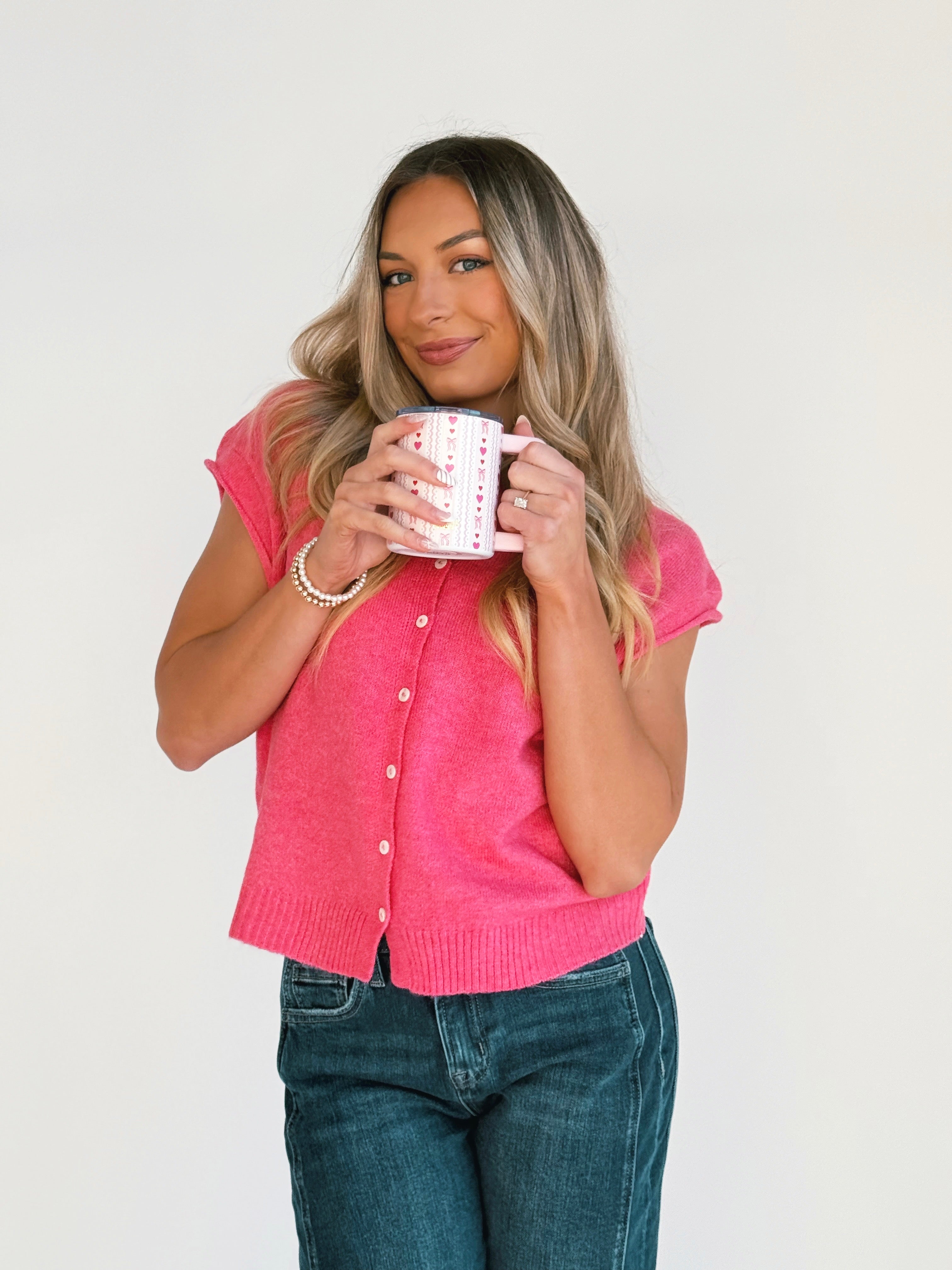 Kendall Cardigan - BUBBLEGUM - willows clothing SWEATER