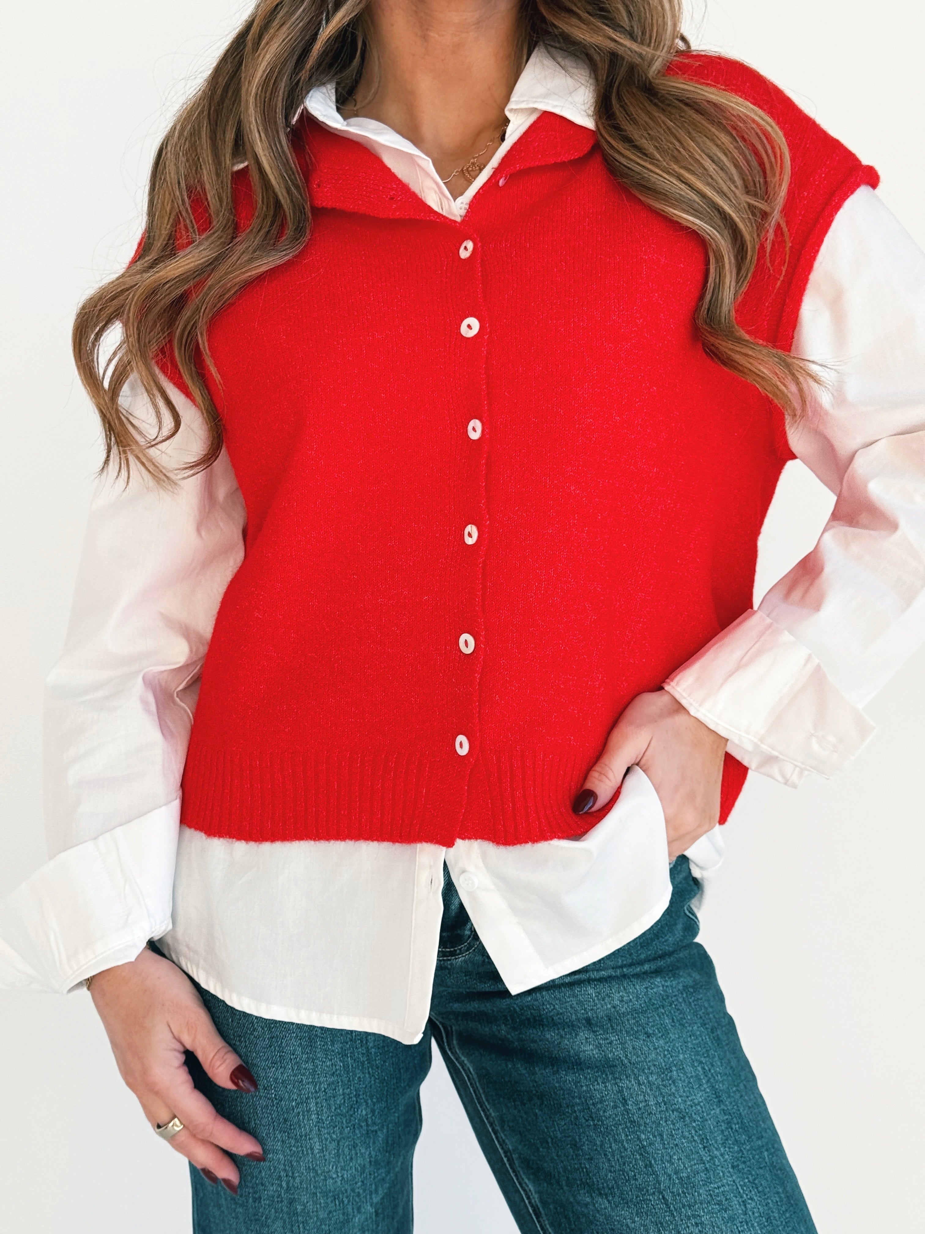 Kendall Cardigan - TOMATO RED - willows clothing SWEATER