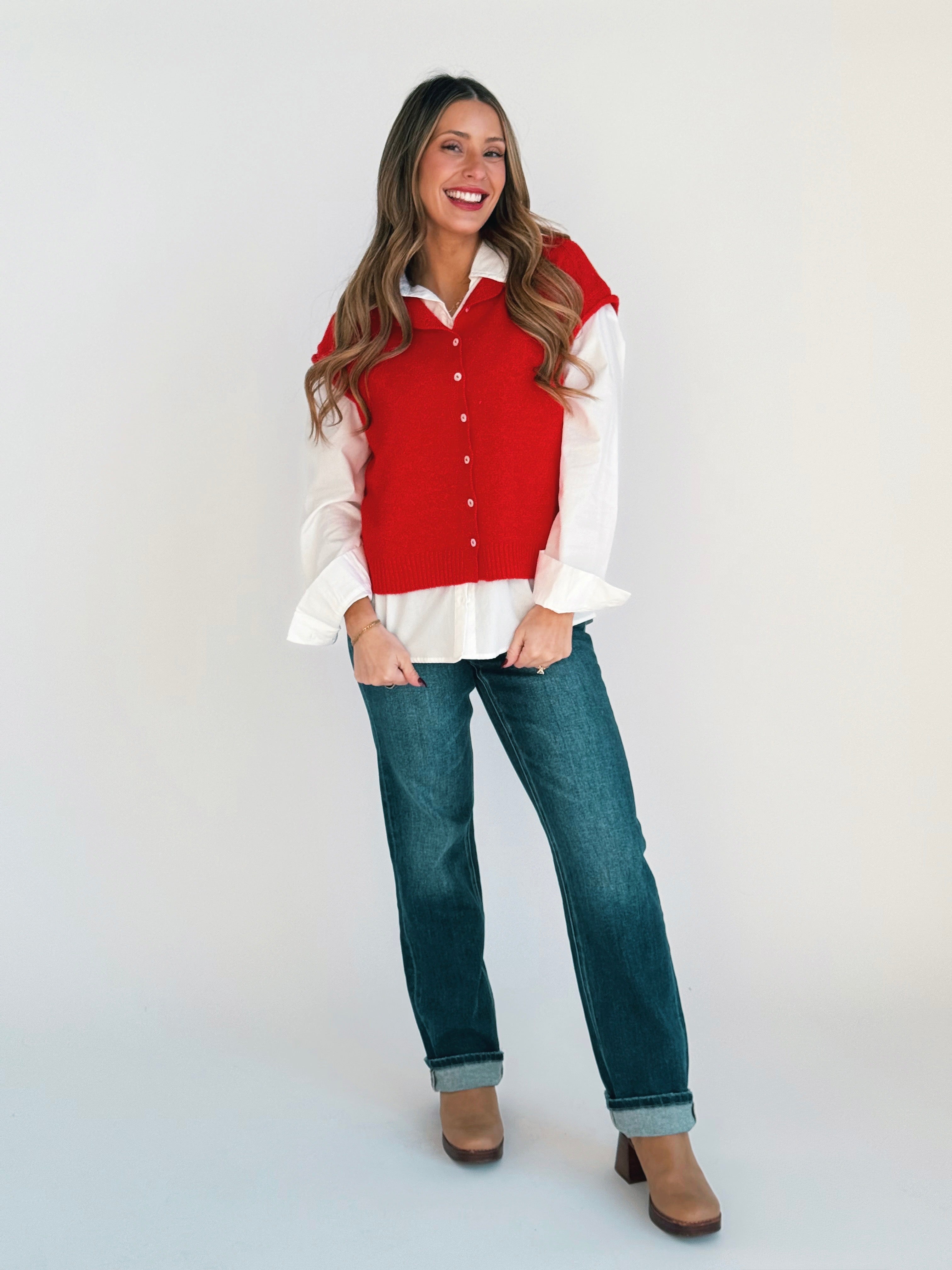 Kendall Cardigan - TOMATO RED - willows clothing SWEATER