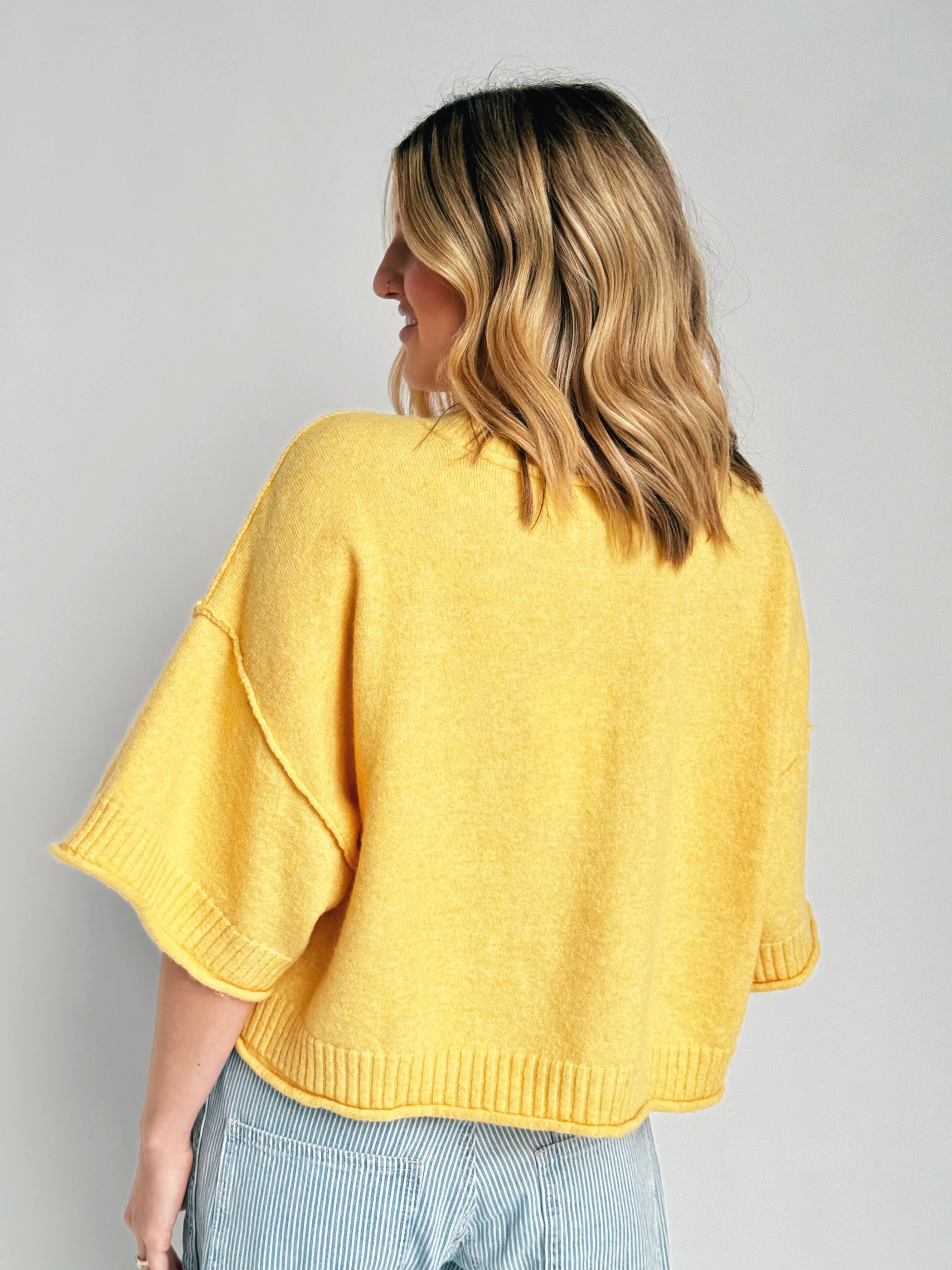 Kieran Short Sleeve Sweater - BUTTER - willows clothing SWEATER