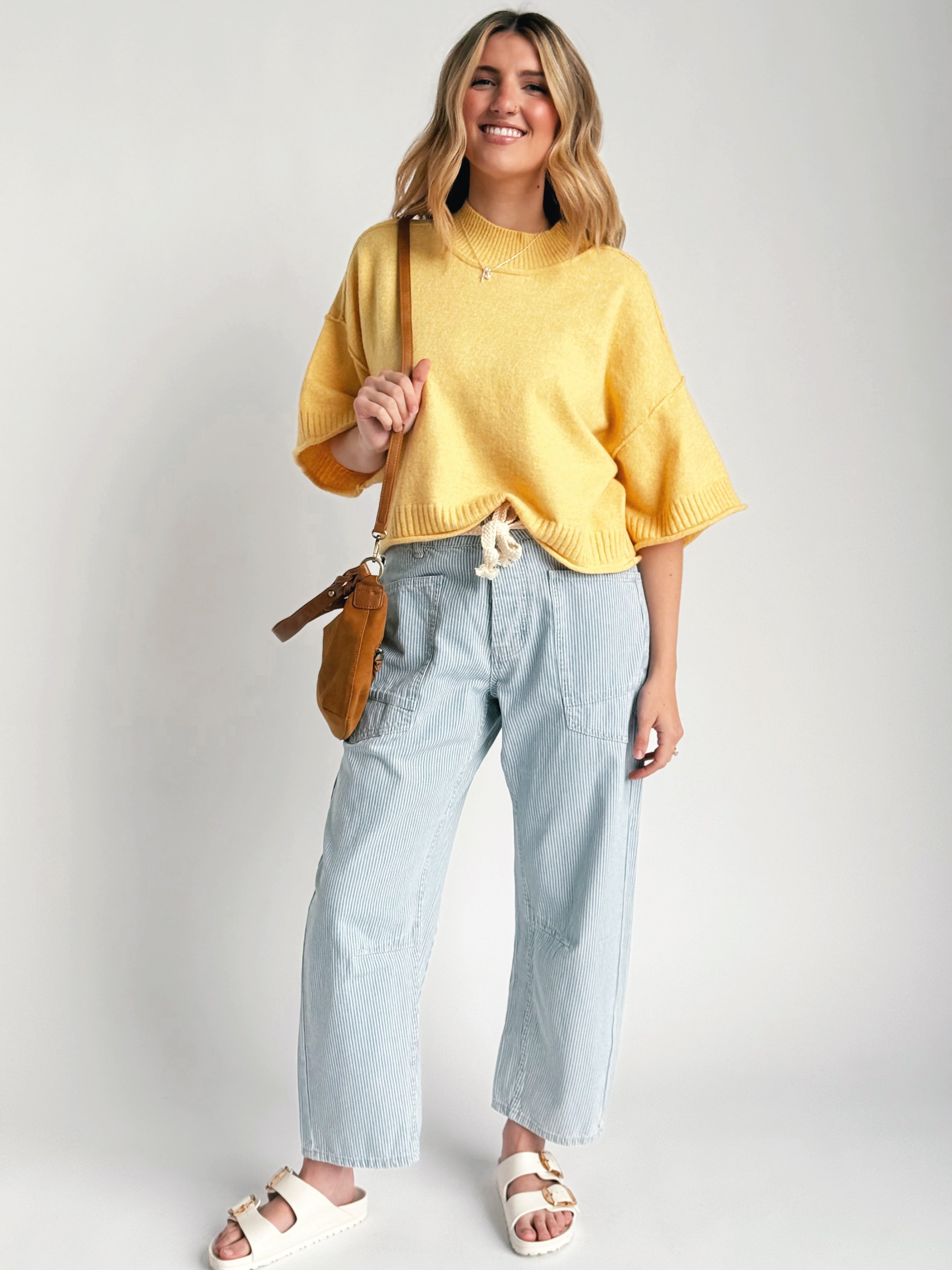 Kieran Short Sleeve Sweater - BUTTER - willows clothing SWEATER