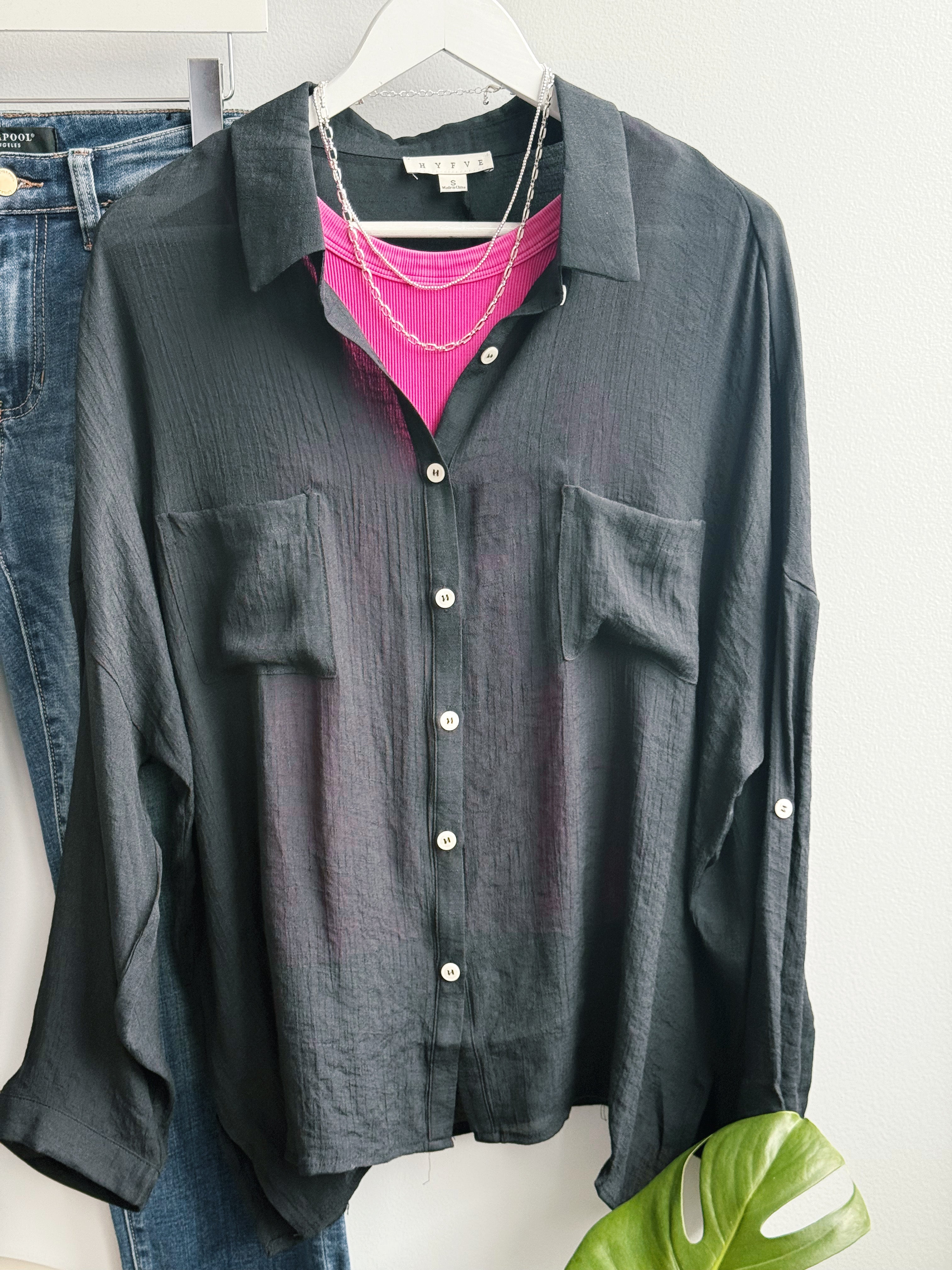 Kimber Shirt - BLACK - willows clothing L/S SHIRT
